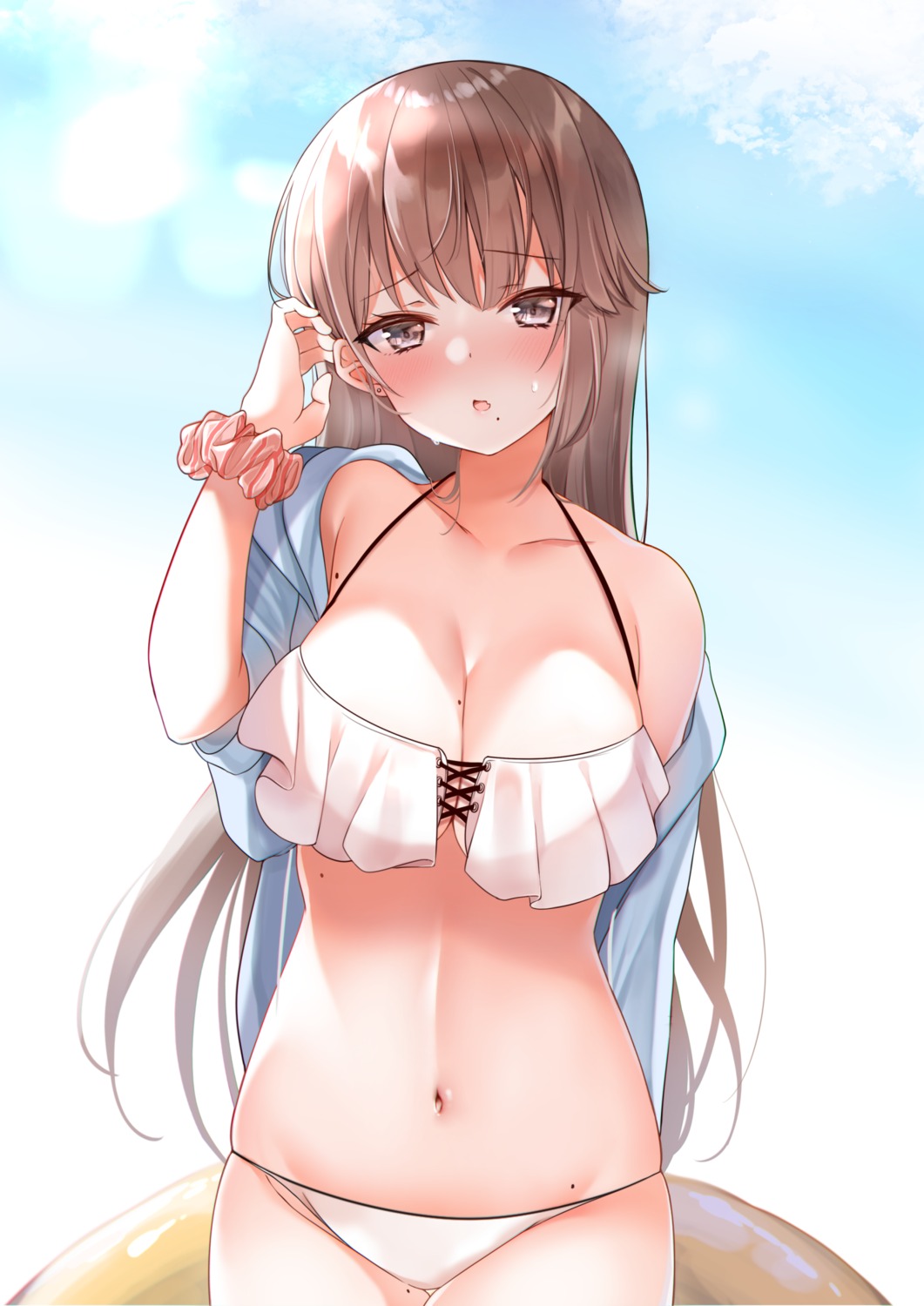 bikini, cleavage, neco_meito, open_shirt, swimsuits