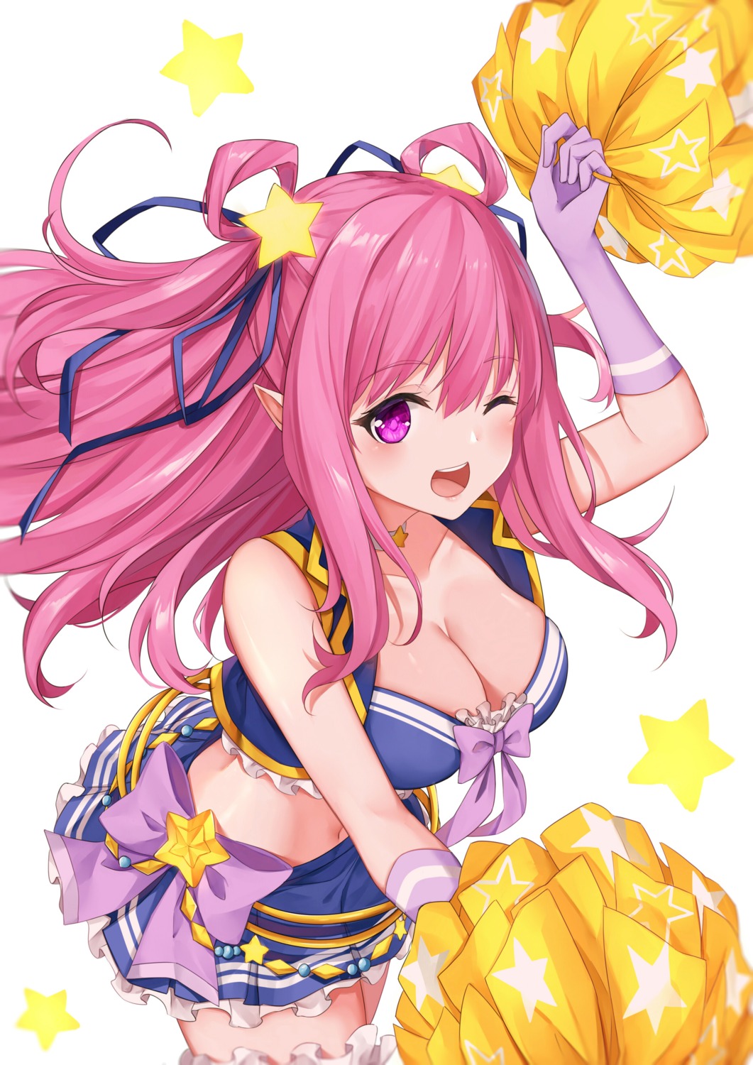 cheerleader, garter, kashiwazaki_hatsune, pointy_ears, princess_connect!, princess_connect!_re:dive, to_naive