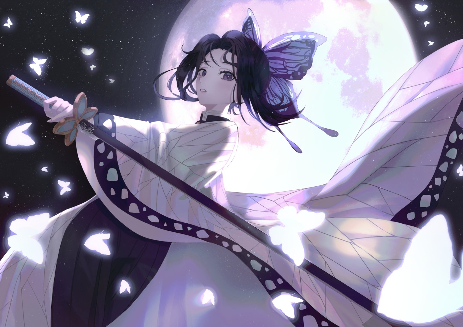 boori988, japanese_clothes, kimetsu_no_yaiba, kochou_shinobu, sword, uniform