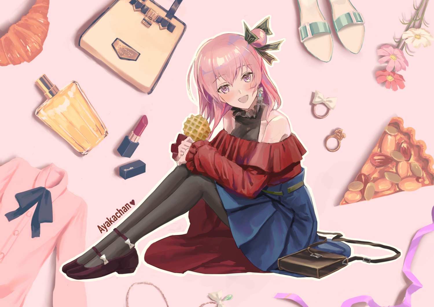makkuro, pantyhose, skirt_lift