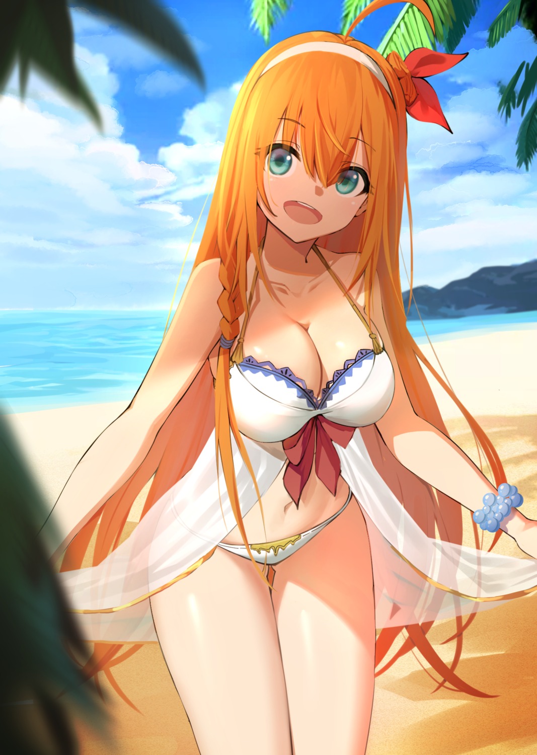 bikini, cleavage, deatheach, pecorine, princess_connect!, princess_connect!_re:dive, see_through, skirt_lift