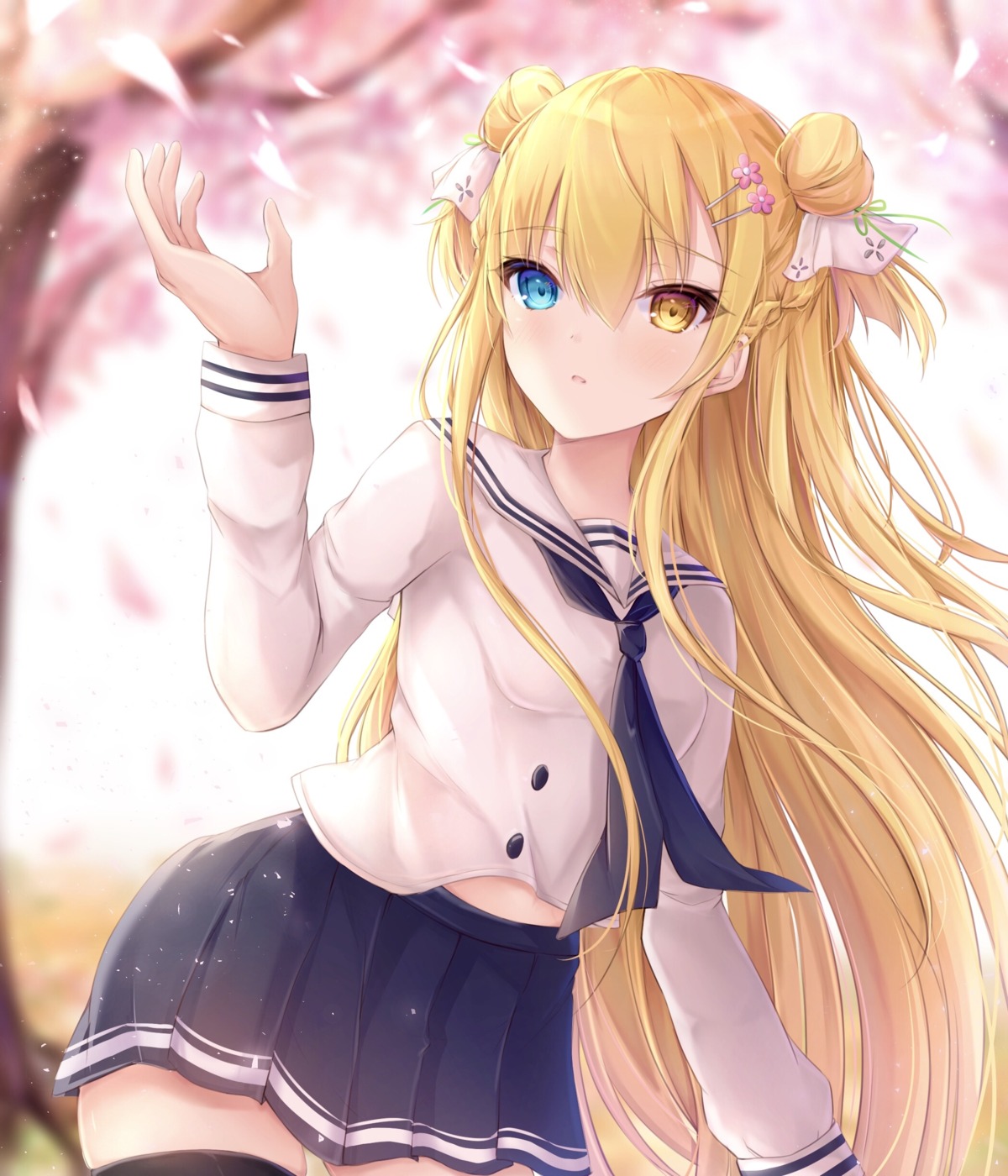 heterochromia, kiri_serea, seifuku, thighhighs