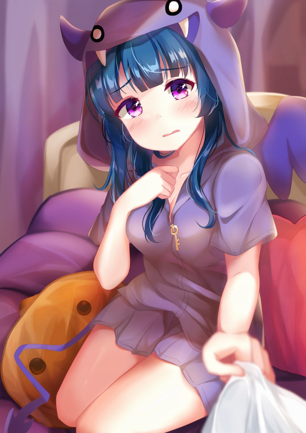 depe, halloween, love_live!_(series), love_live!_sunshine!!, pajama, tsushima_yoshiko, wings