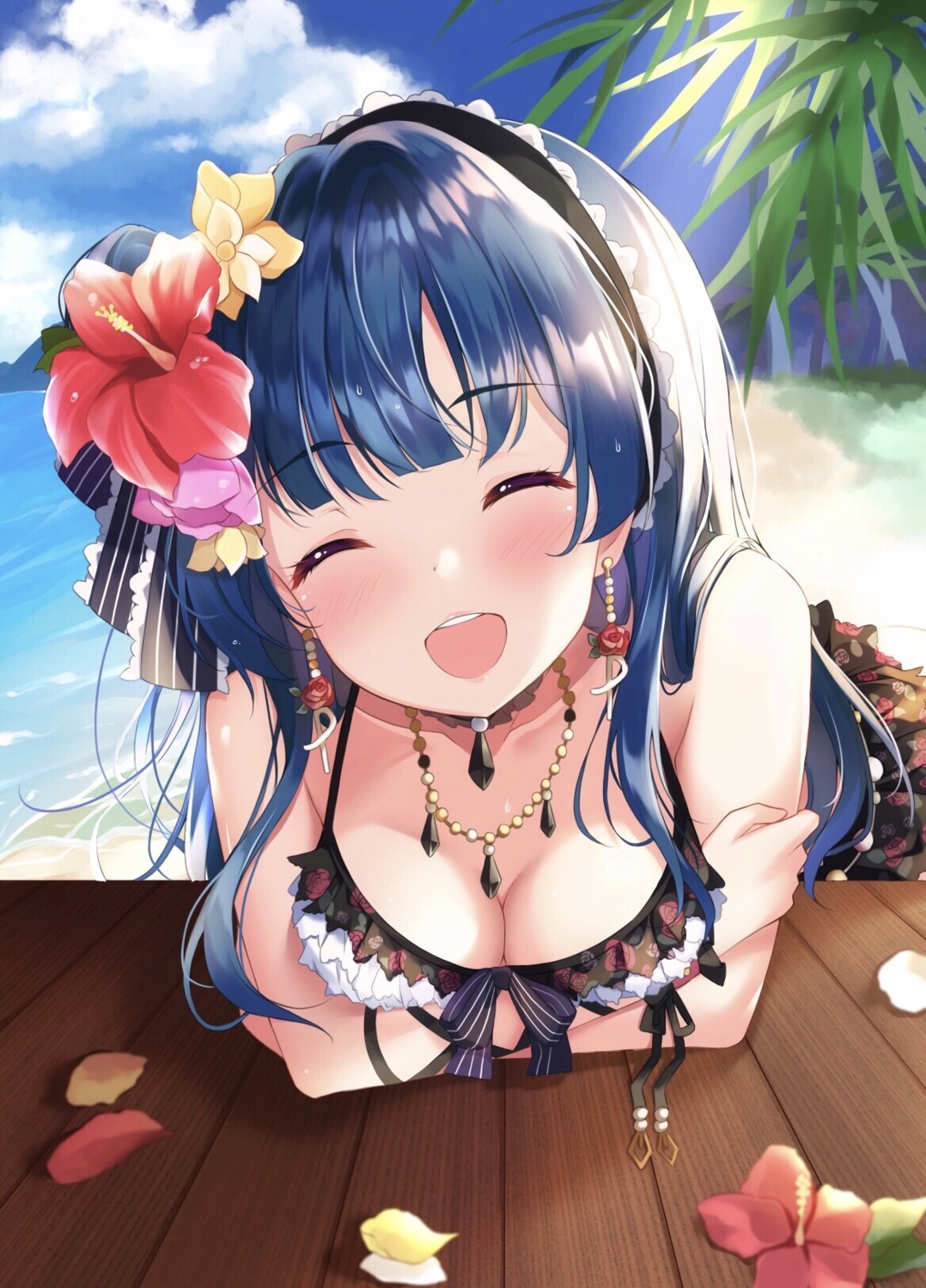 bikini, breast_hold, cleavage, depe, love_live!_(series), love_live!_sunshine!!, swimsuits, tsushima_yoshiko