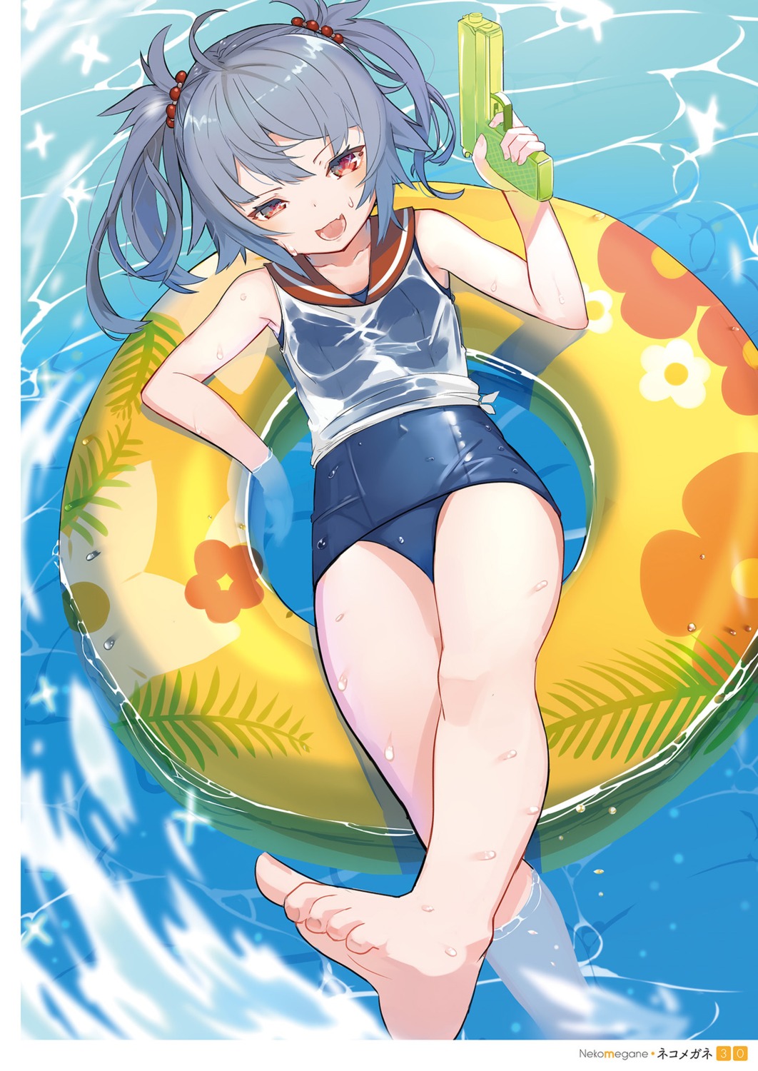 feet, nekomegane, school_swimsuit, see_through, seifuku, swimsuits, wet, wet_clothes