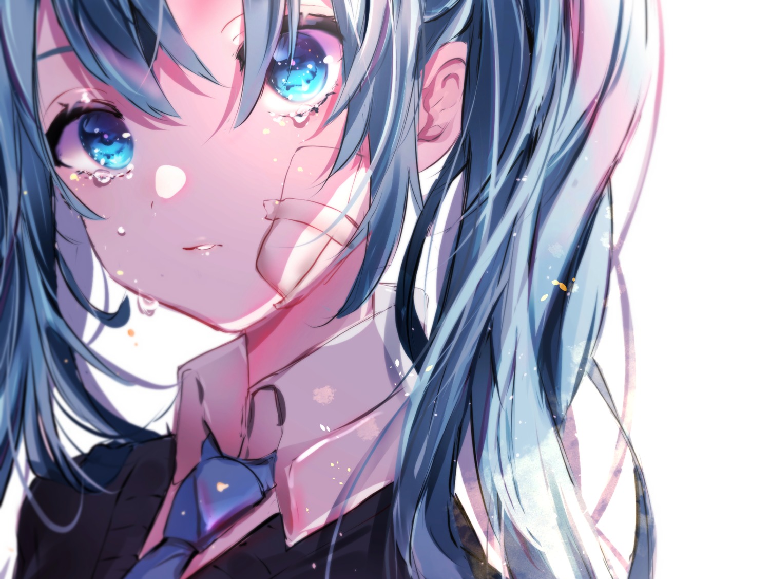bandaid, beni_ttt, hatsune_miku, rolling_girl_(vocaloid), seifuku, sweater, vocaloid
