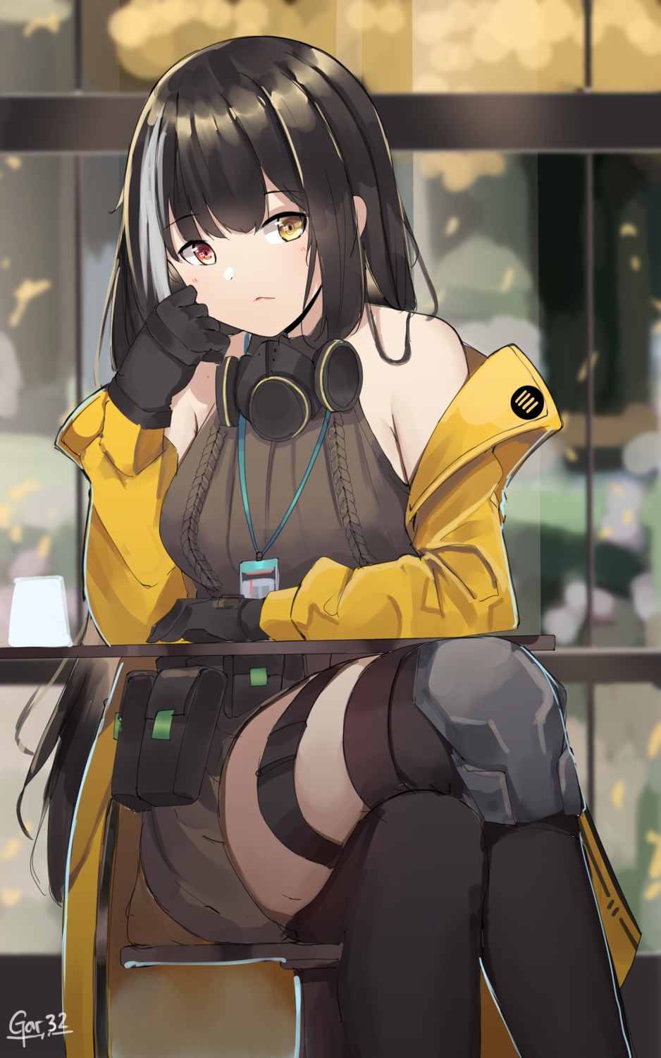 gar32, garter, girls_frontline, heterochromia, ro635_(girls_frontline), thighhighs