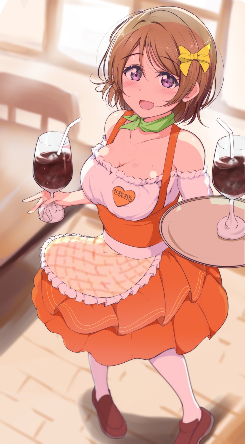 ankoiri, cleavage, koizumi_hanayo, love_live!, love_live!_(series), waitress