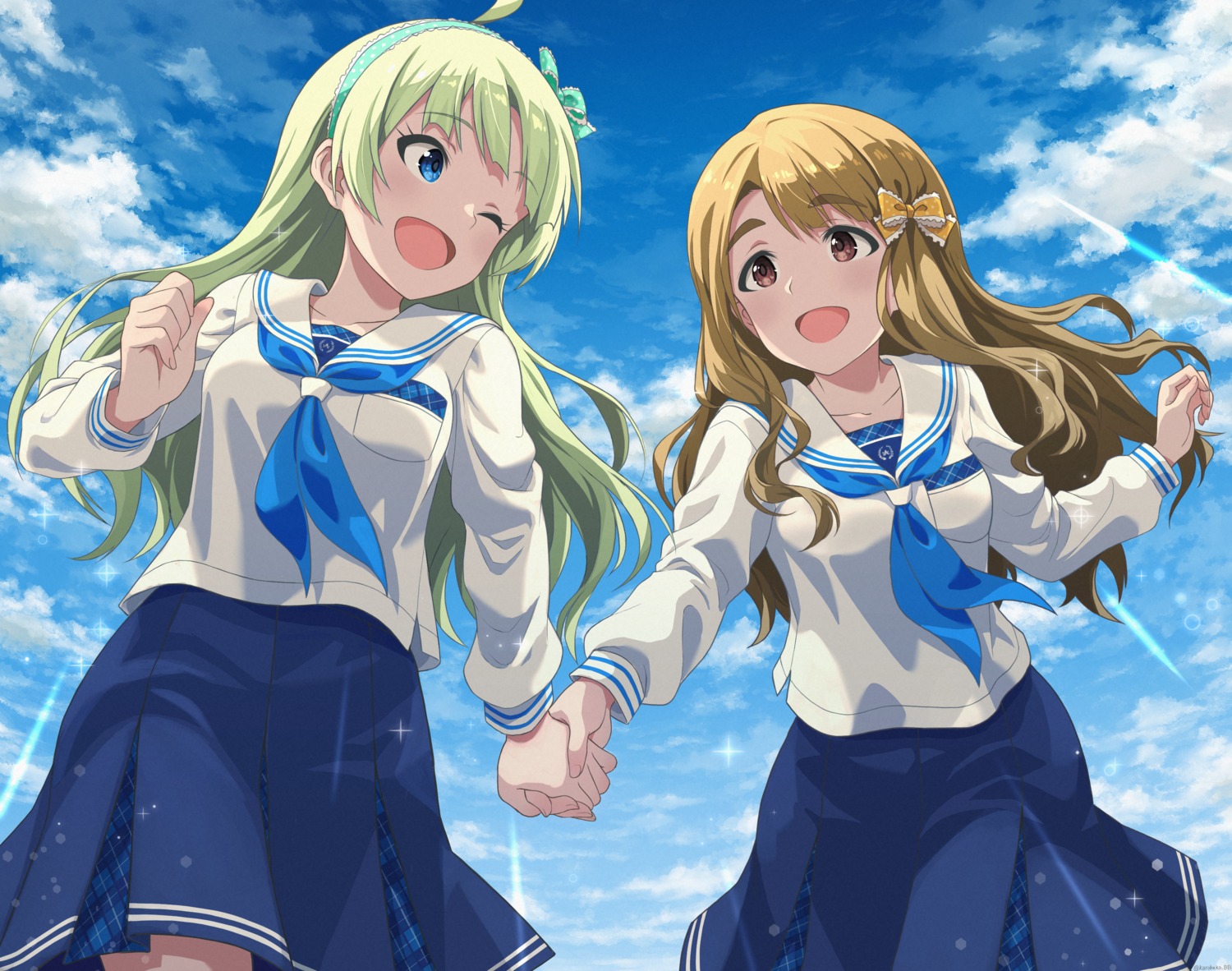 kurobako_bb, miyao_miya, seifuku, shimabara_elena, the_idolm@ster, the_idolm@ster_million_live!, yuri