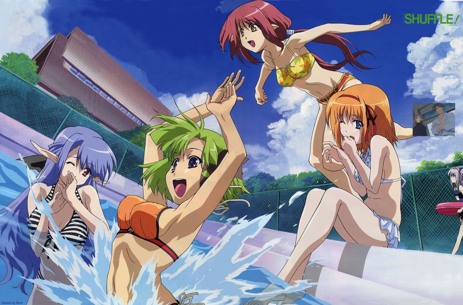 bikini, cleavage, fuyou_kaede, hosoda_naoto, lisianthus, nerine, pointy_ears, primula