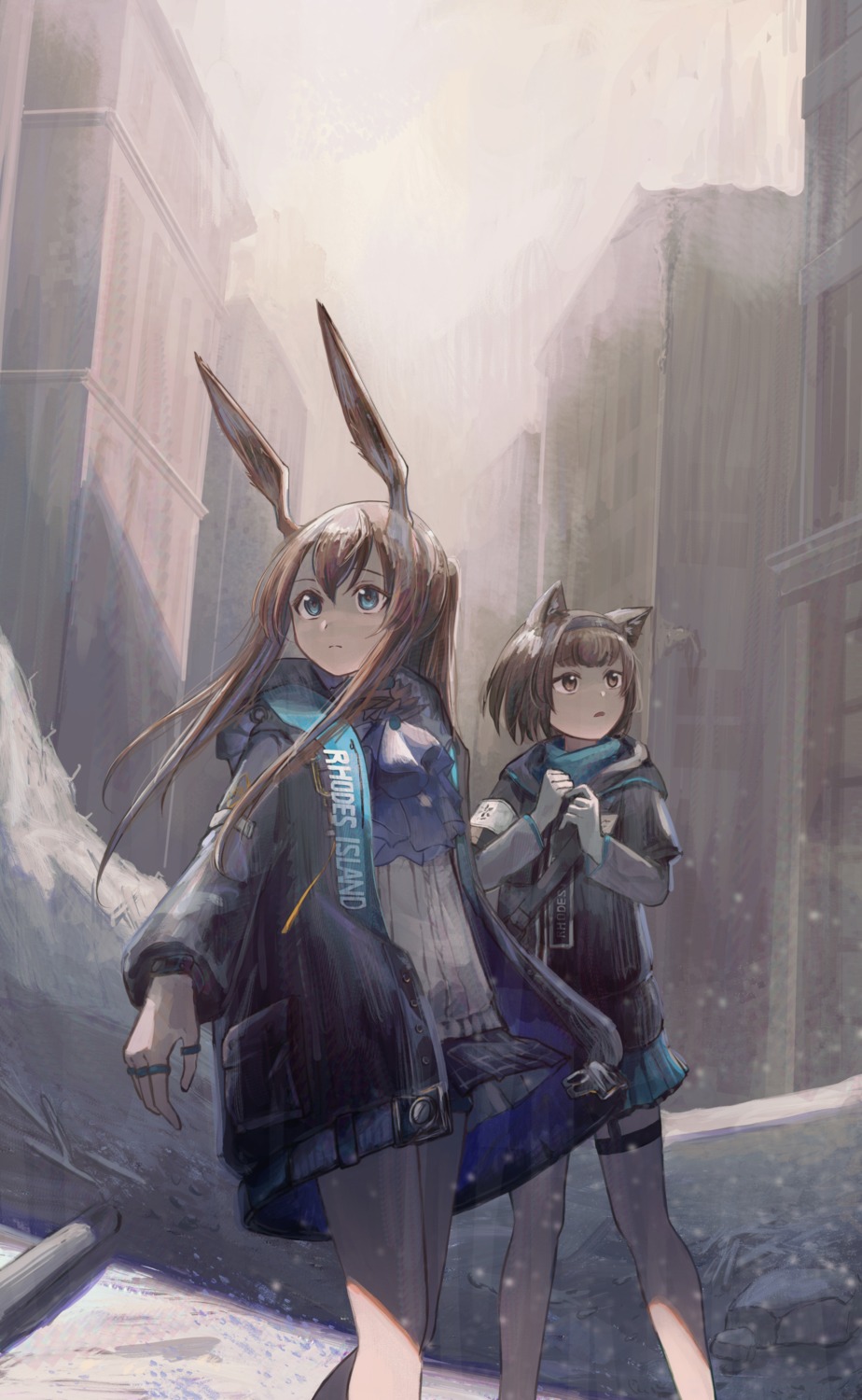 amiya_(arknights), animal_ears, arknights, bunny_ears, garter, rhodes_island_medic_(arknights), skywork6201