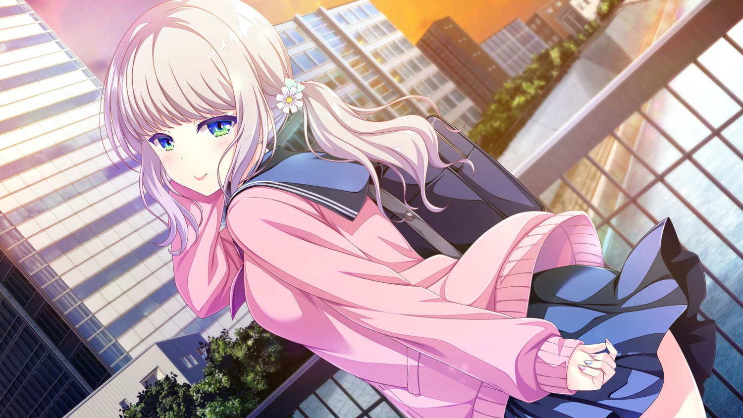 game_cg, hook, houkago_cinderella, osanami_youka, rinks, seifuku, skirt_lift, sweater