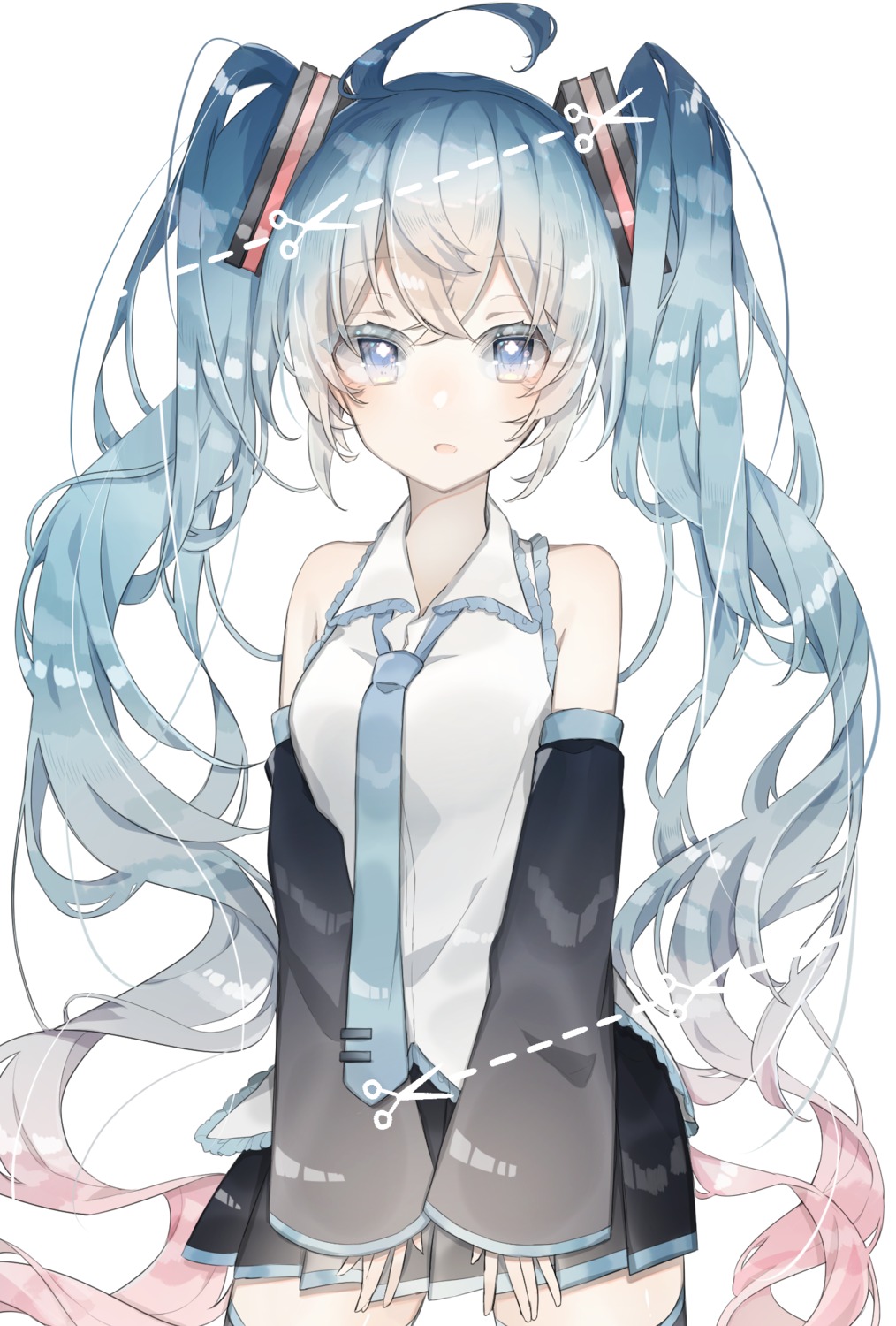 hatsune_miku, seifuku, siho_(marumaru), thighhighs, vocaloid