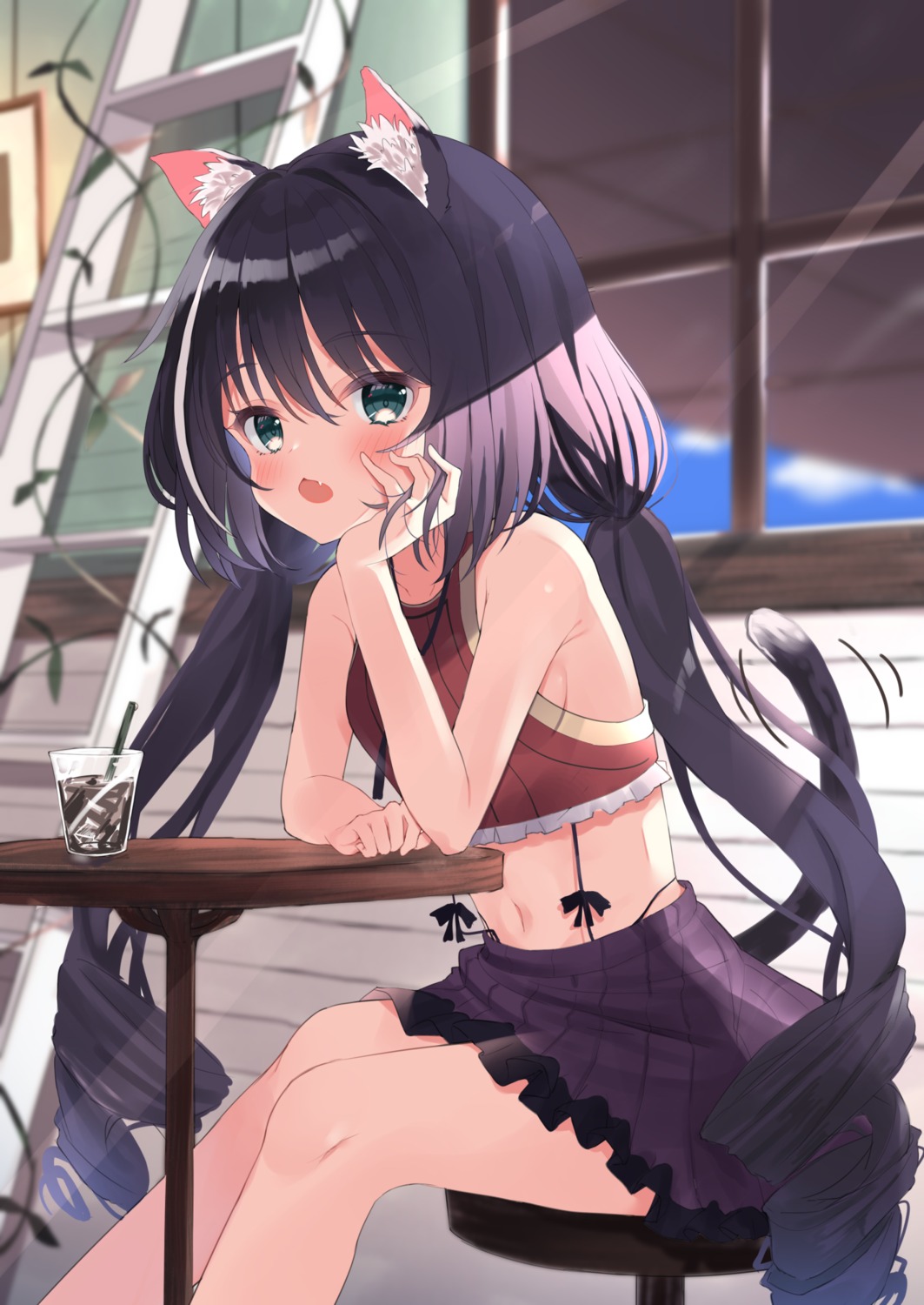 agaki_anko, animal_ears, karyl_(princess_connect), nekomimi, princess_connect!, princess_connect!_re:dive, skirt_lift, tail