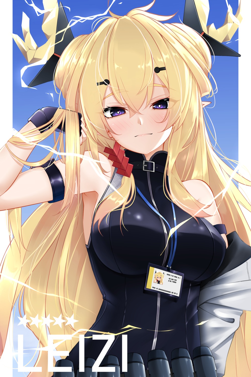 arknights, horns, leizi_(arknights), pointy_ears, z.taiga