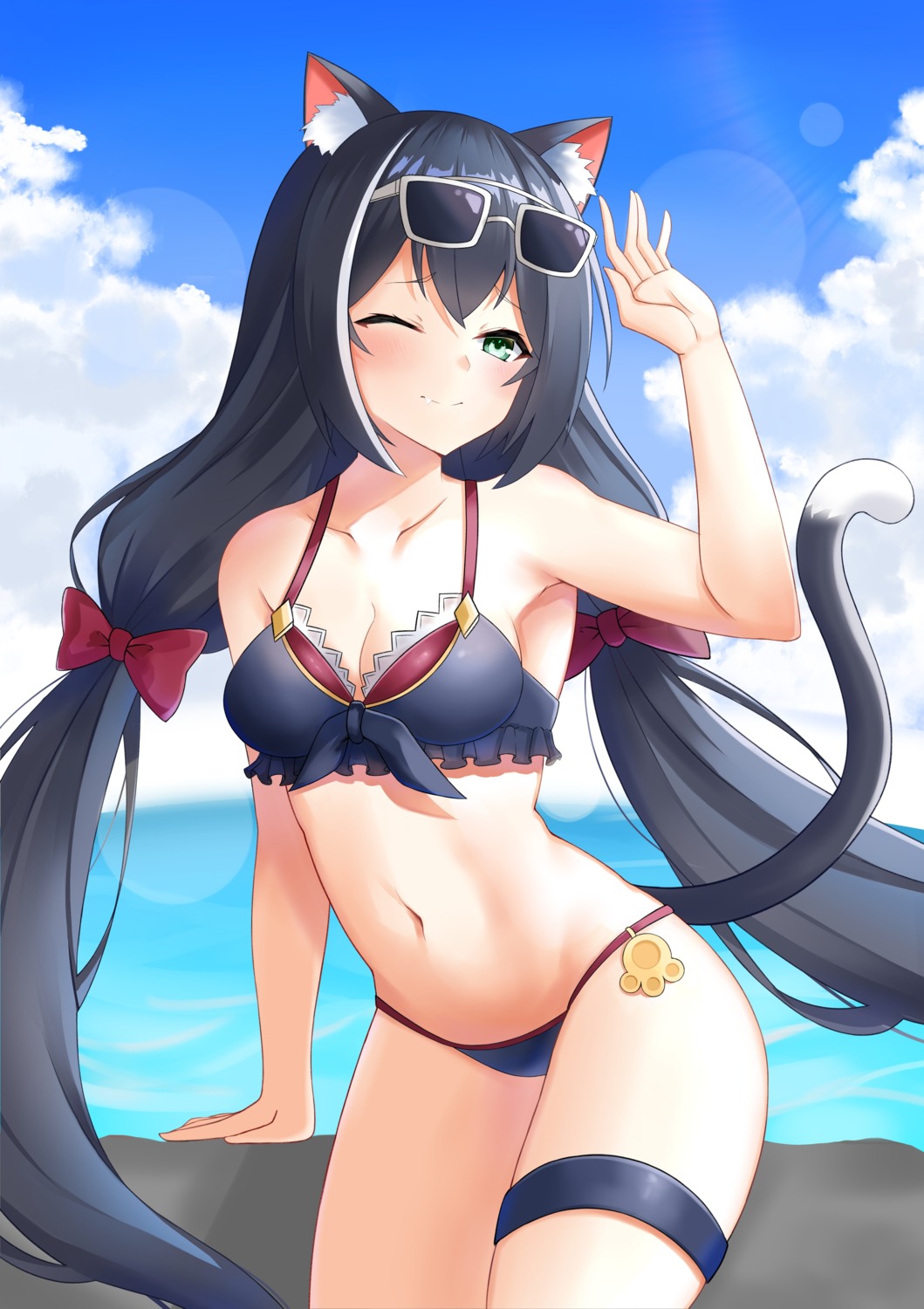 animal_ears, bikini, cleavage, garter, karyl_(princess_connect), megane, nyanyang, princess_connect!, princess_connect!_re:dive, swimsuits, tail