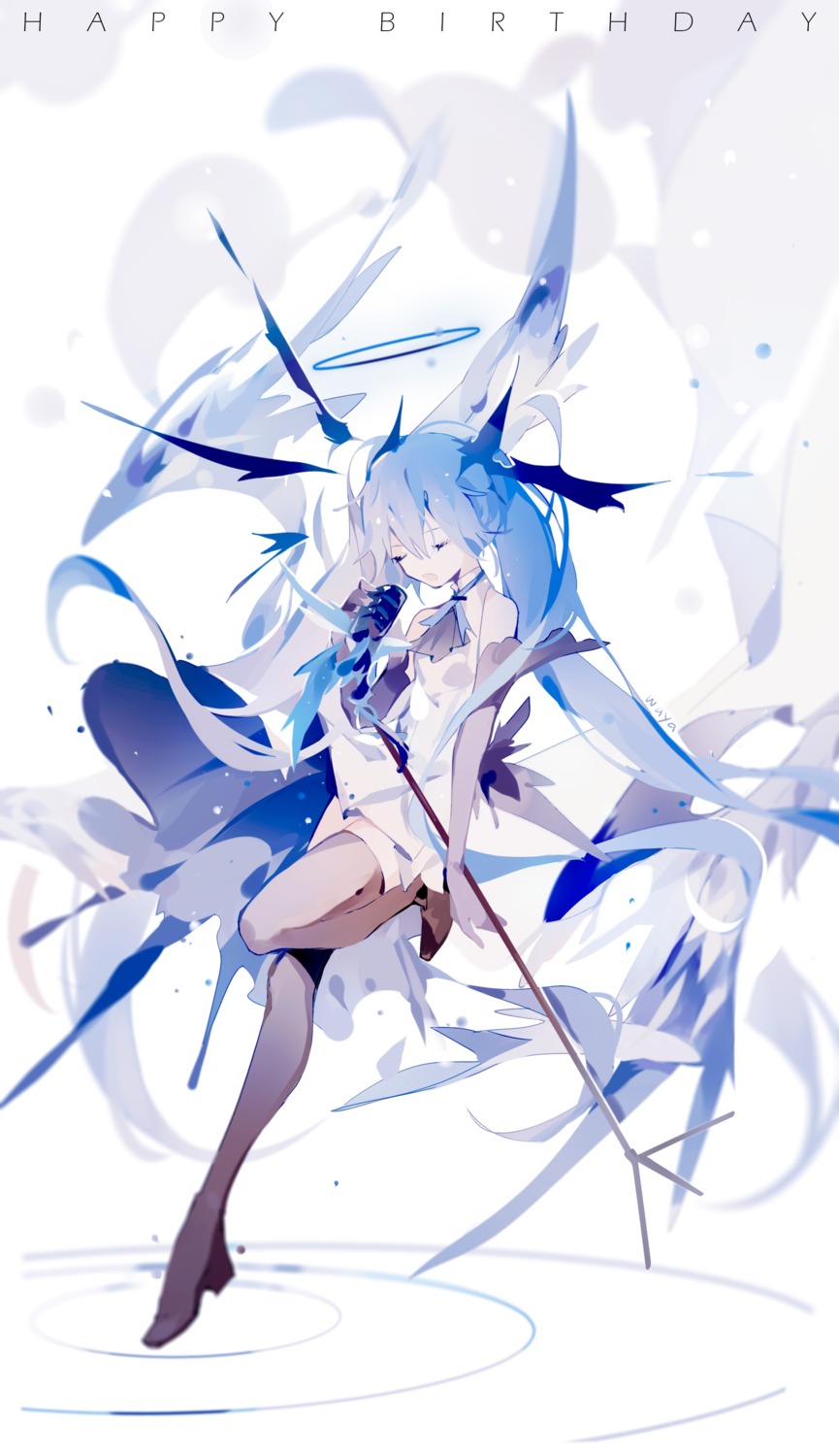 angel, dress, hatsune_miku, heels, hui_wuya, thighhighs, vocaloid