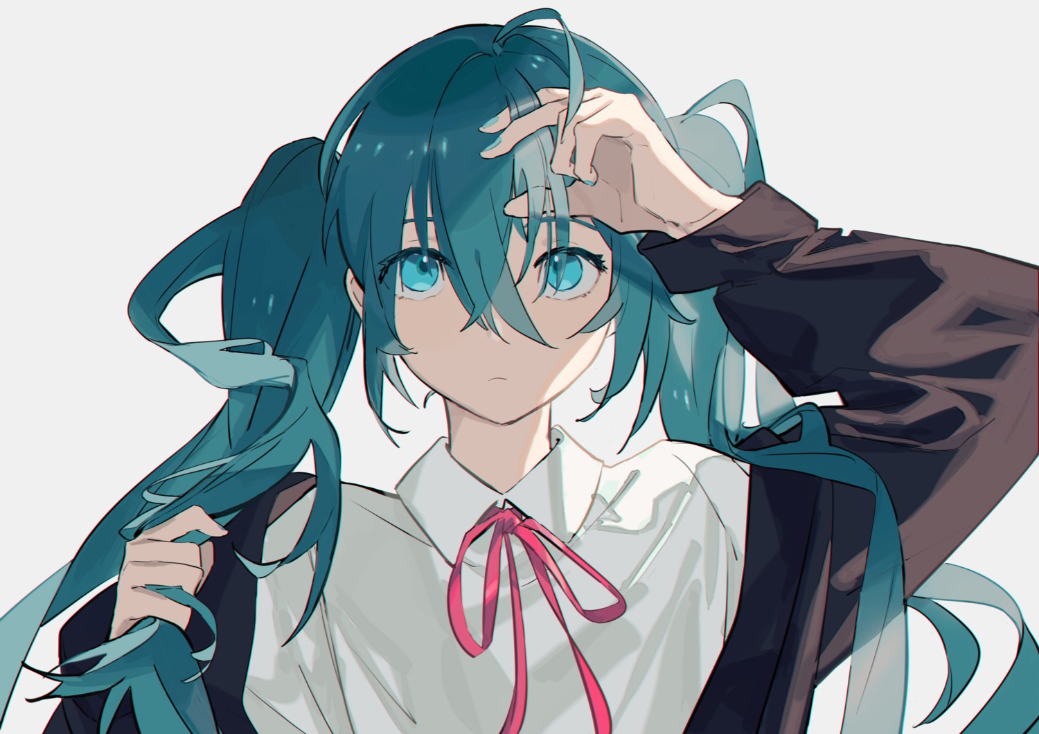 aqua-, hatsune_miku, seifuku, vocaloid