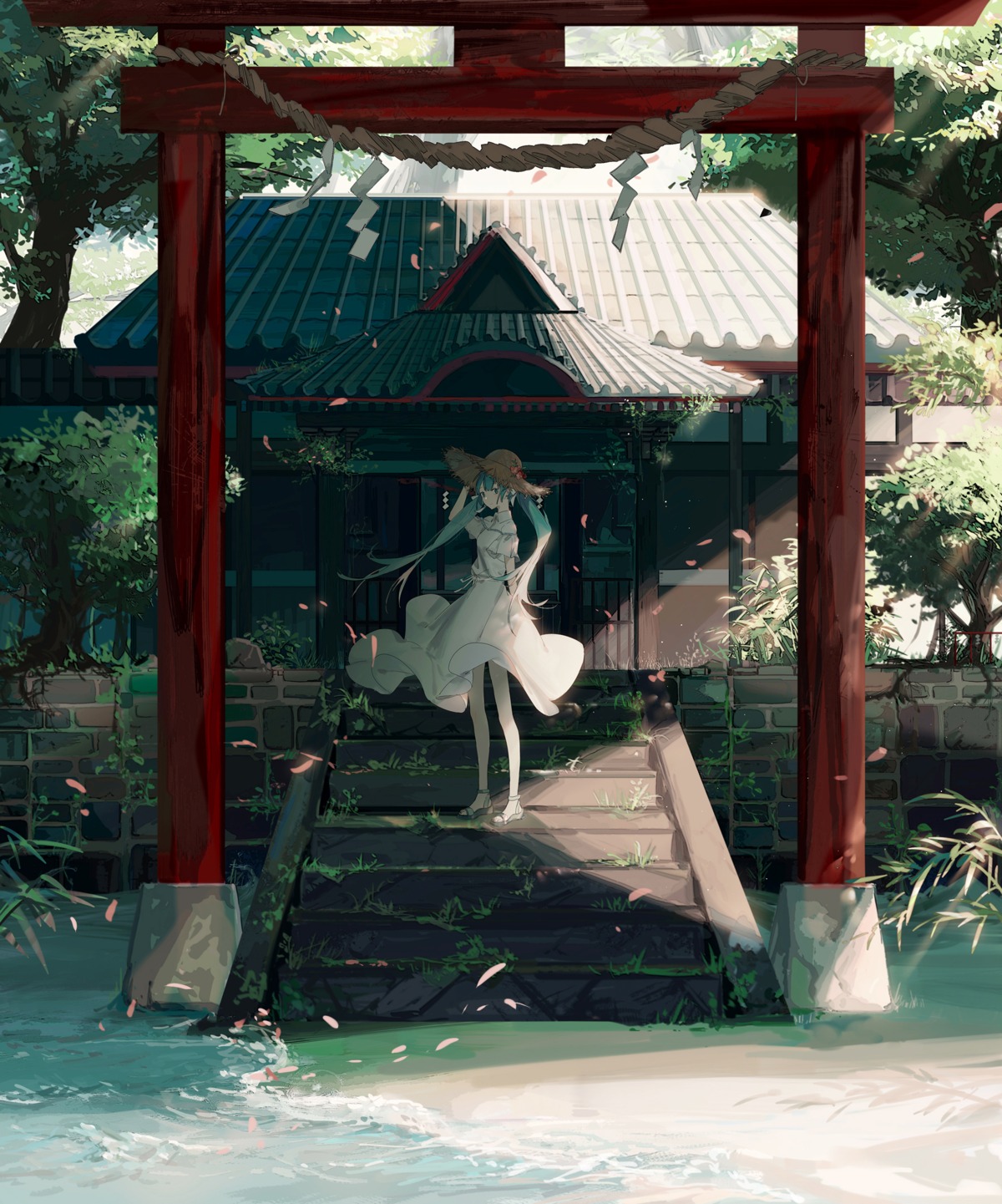 aqua-, dress, hatsune_miku, skirt_lift, vocaloid