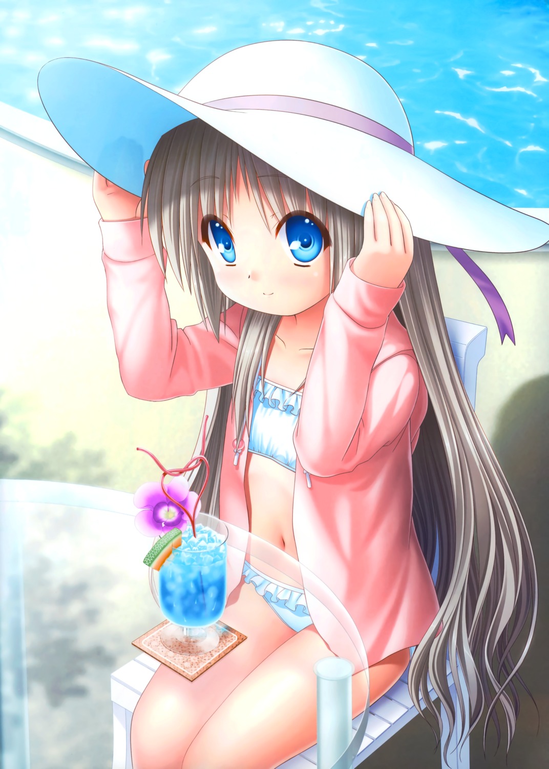 bikini, key, kud_wafter, little_busters!, na-ga, noumi_kudryavka, open_shirt, swimsuits