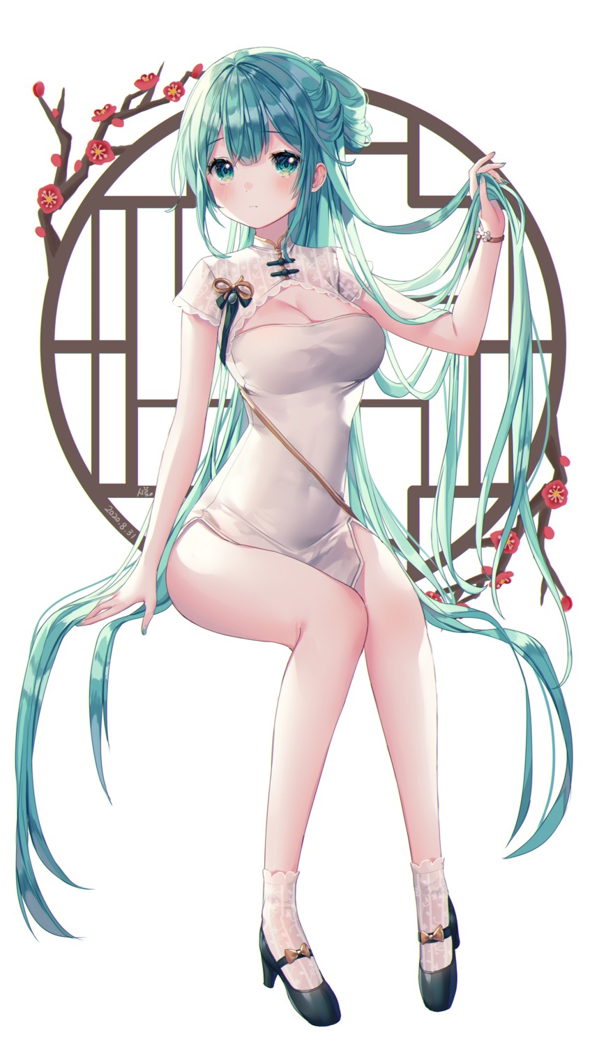chinadress, cleavage, hatsune_miku, heels, shaohua_hatsune_miku, shiro_albino, vocaloid