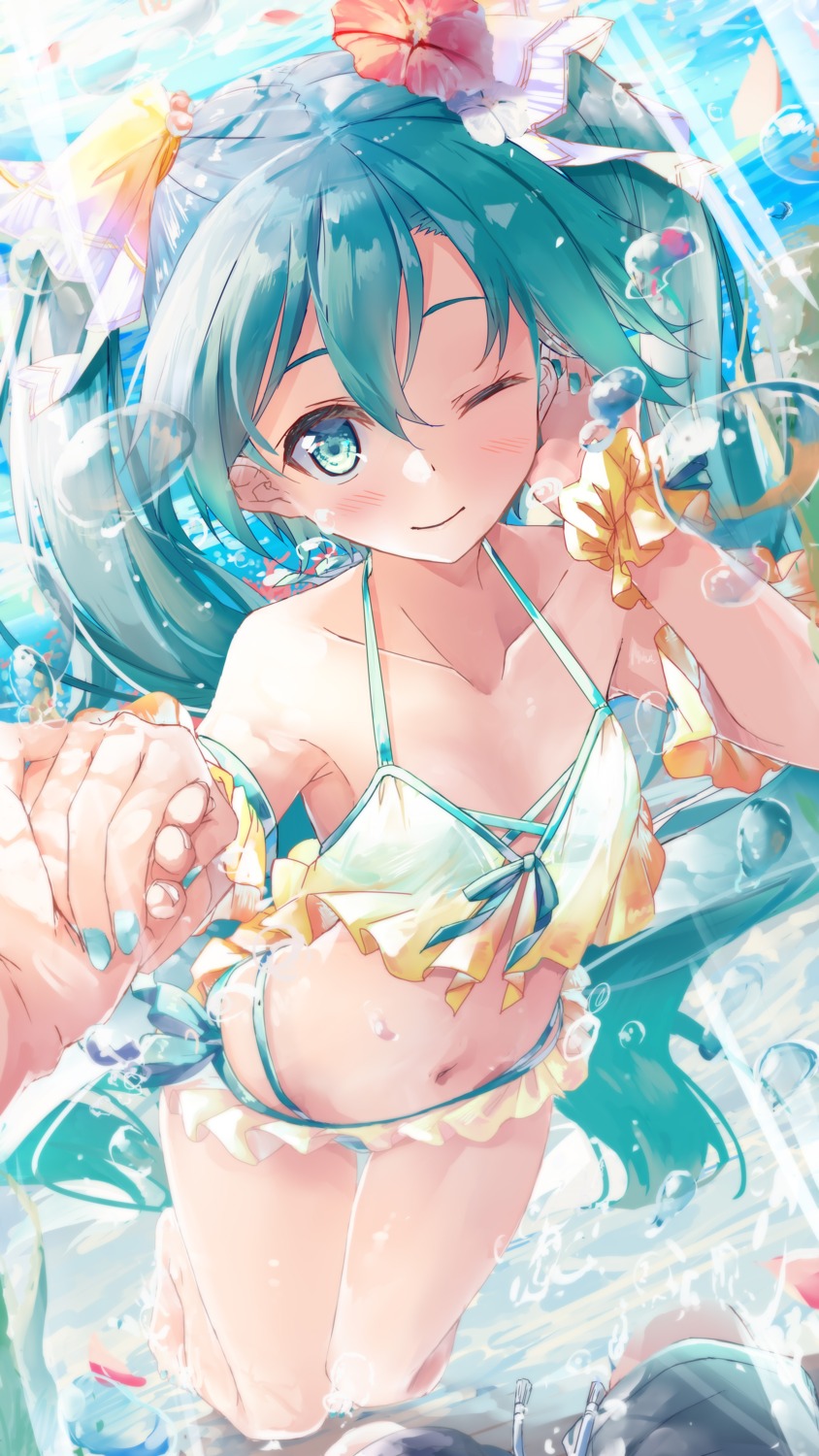 bikini, daidou_(demitasse), hatsune_miku, swimsuits, vocaloid, wet