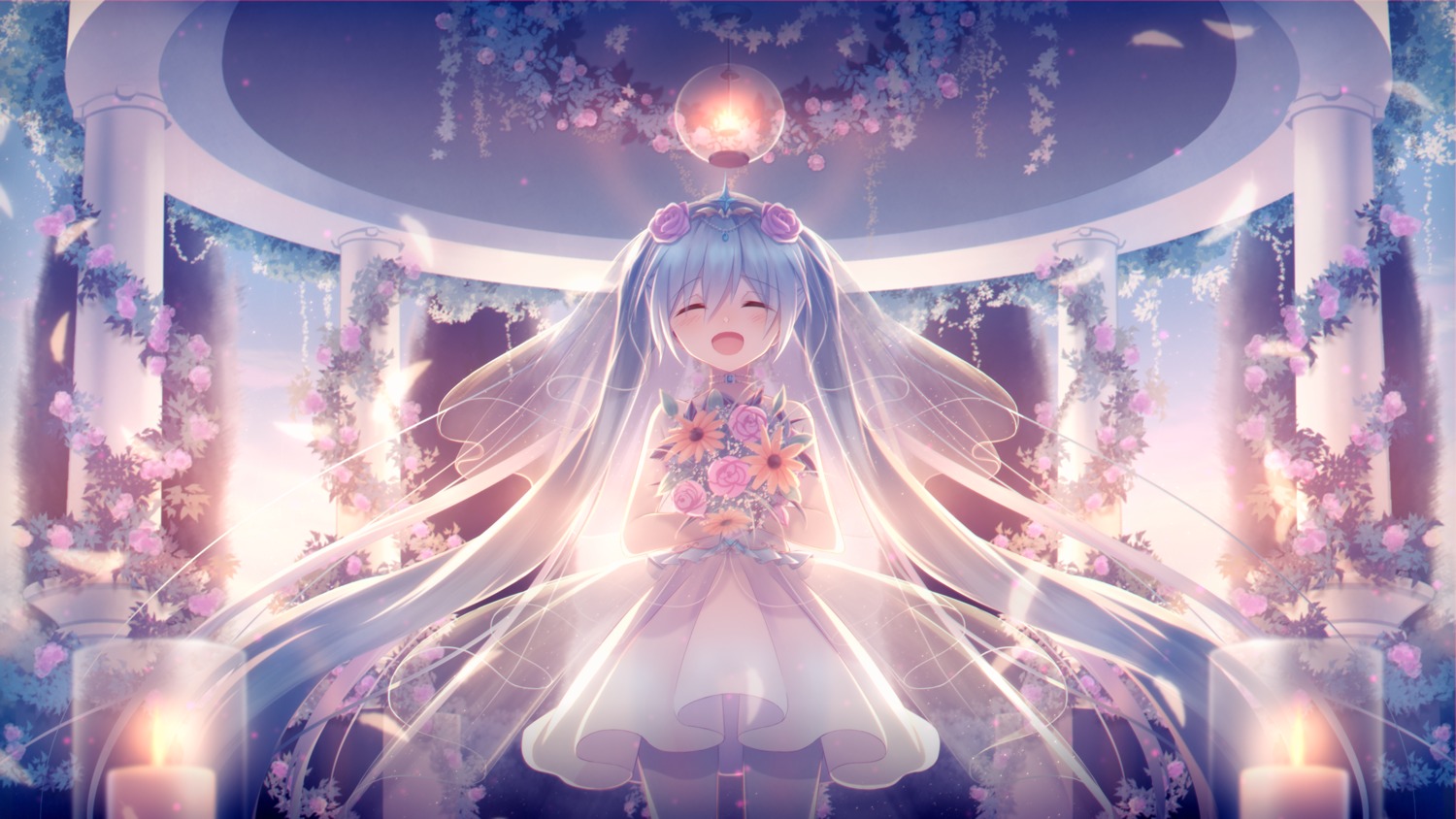 dress, hatsune_miku, pantyhose, sakakidani, vocaloid, wedding_dress