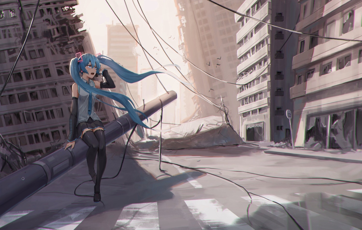 hatsune_miku, headphones, im_catfood, thighhighs, vocaloid