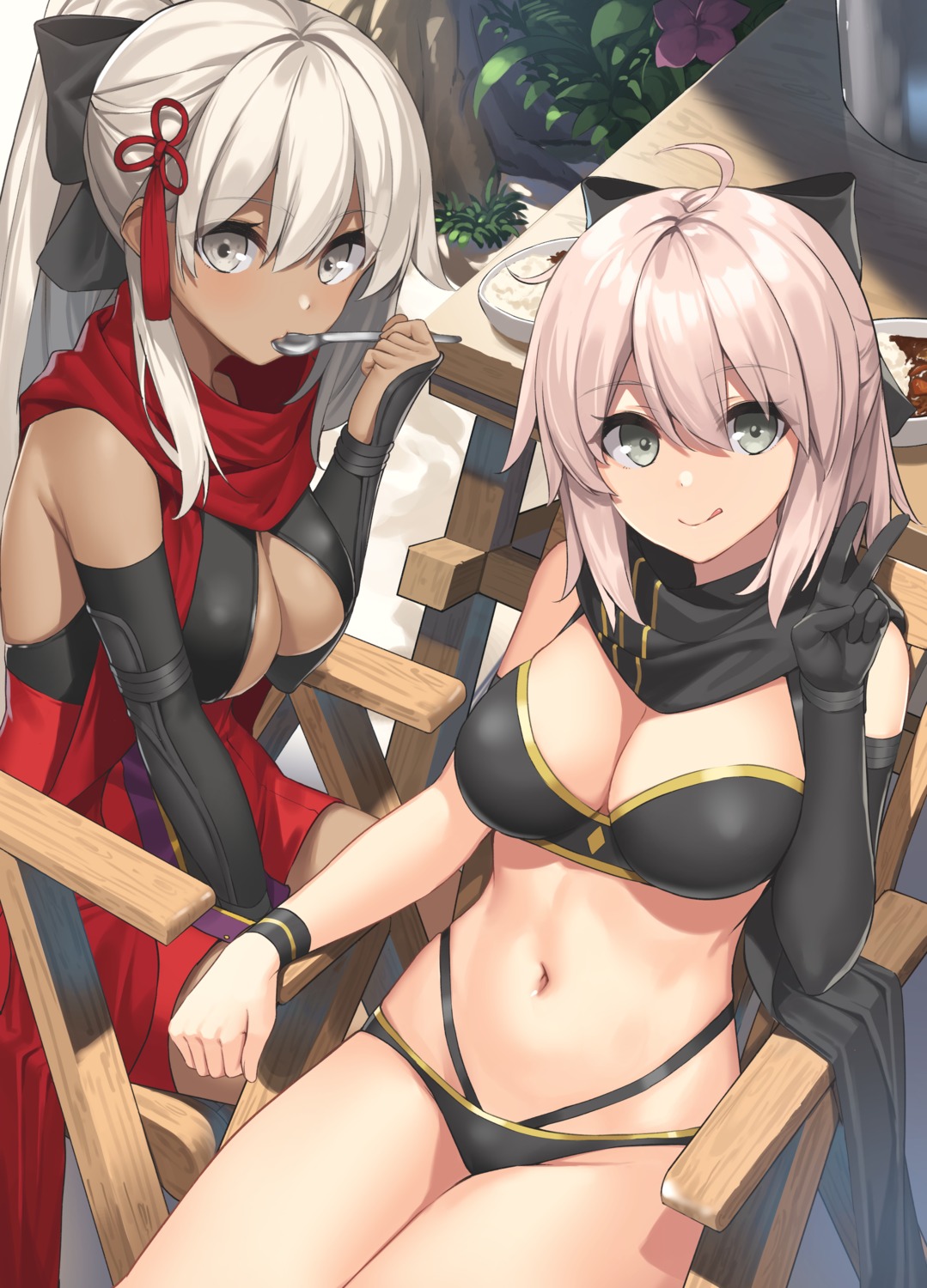 bikini, fate/grand_order, no_bra, okita_souji_(alter)_(fate), okita_souji_(fate), suiroh, swimsuits