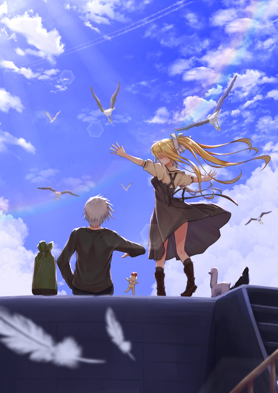 air, kamio_misuzu, kunisaki_yukito, rgrey00, seifuku, skirt_lift