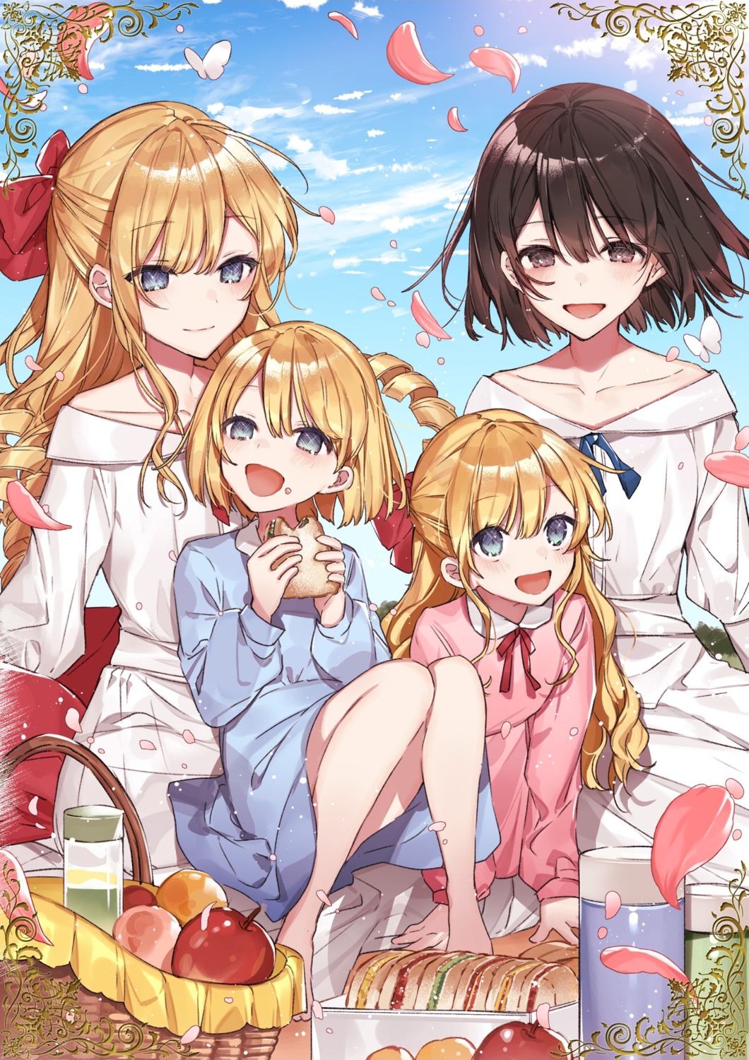 alea_françois, claire_françois, dress, hanagata, mei_françois, rae_taylor, skirt_lift, watashi_no_oshi_wa_akuyaku_reijou.