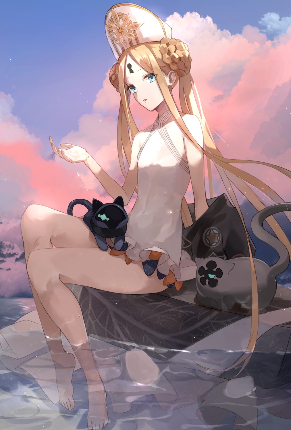 abigail_williams_(fate), fate/grand_order, hoshi_rasuku, neko, swimsuits, wet