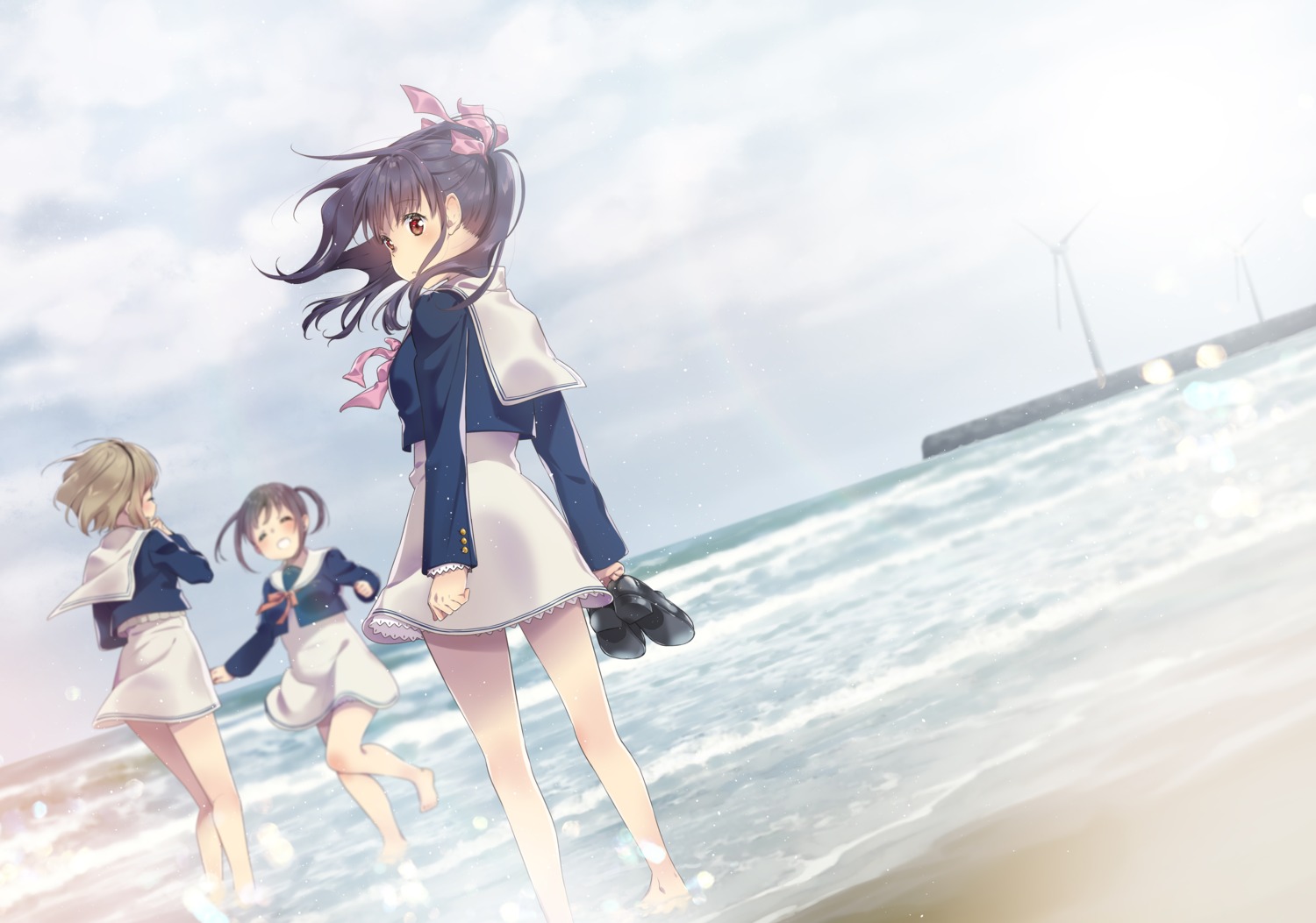 kashiwagi_sumika, seifuku, skirt_lift, tokyo_7th_sisters, wet