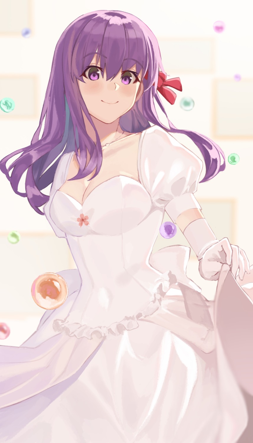 chip_le_cree, cleavage, dress, fate/stay_night, matou_sakura, skirt_lift, wedding_dress