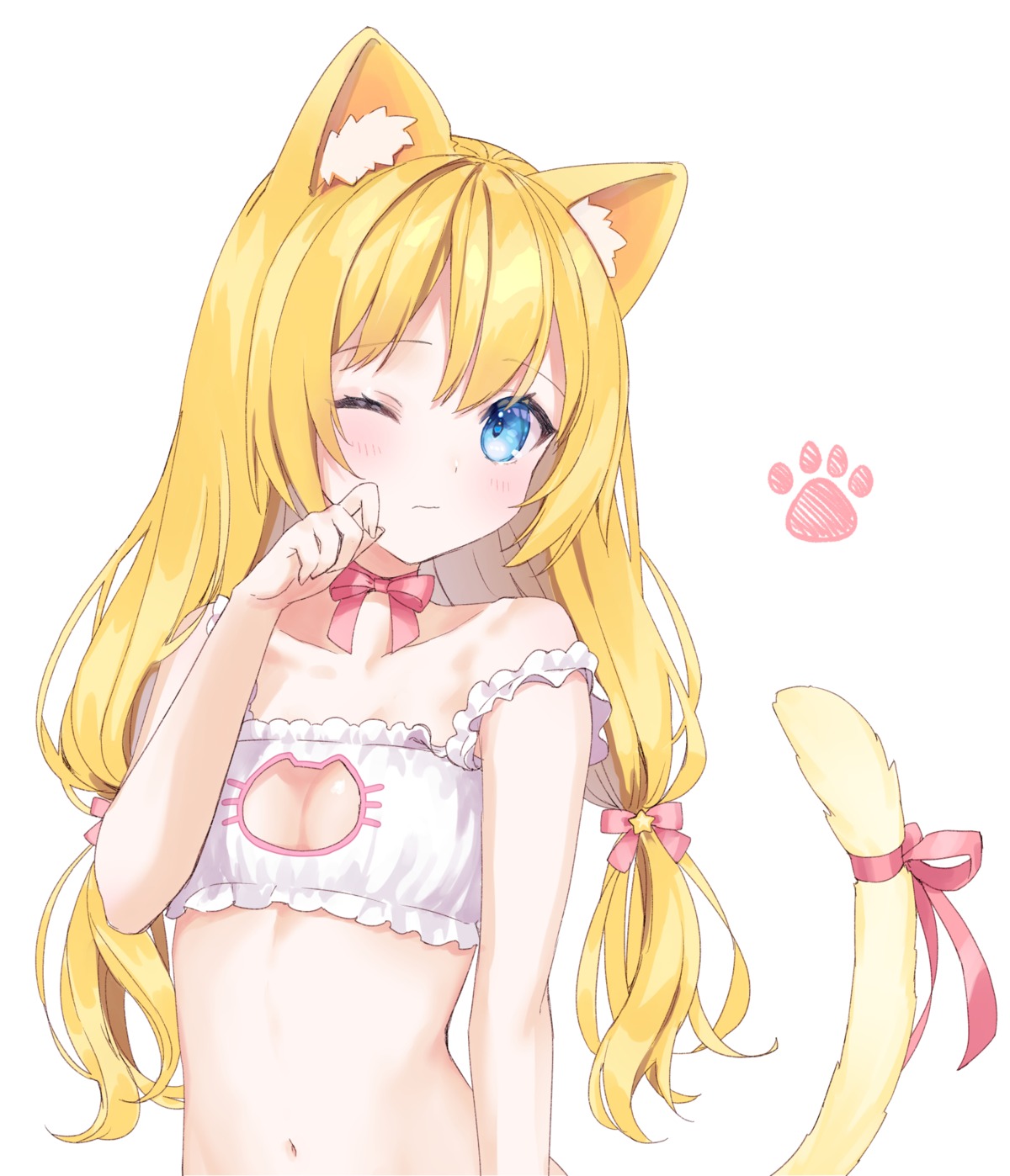 animal_ears, bra, cleavage, nekomimi, rimo, tail