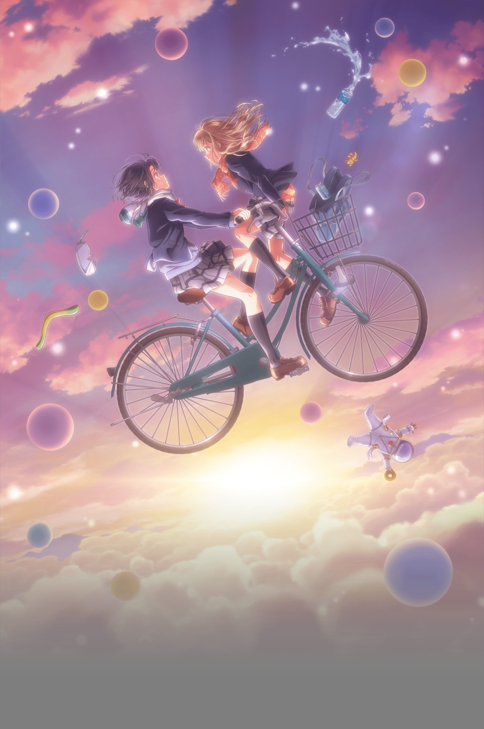 adachi_sakura, adachi_to_shimamura, seifuku, shimamura_hougetsu, skirt_lift, sweater, tagme, yuri
