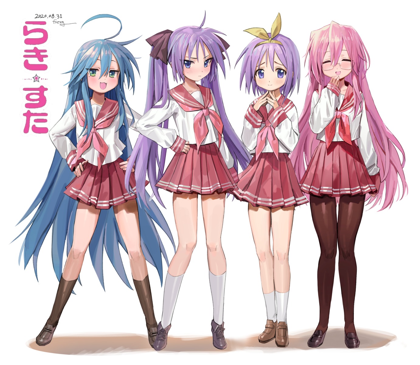 freng, hiiragi_kagami, hiiragi_tsukasa, izumi_konata, lucky_star, megane, pantyhose, seifuku