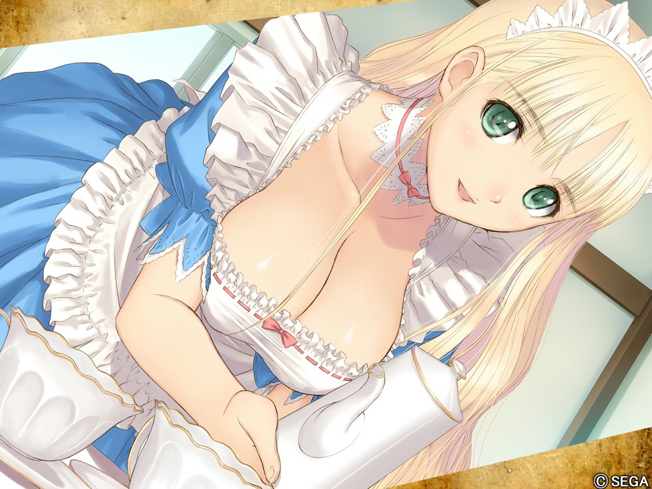 clalaclan_philias, cleavage, maid, shining_tears, shining_wind, shining_world, tony_taka, wallpaper
