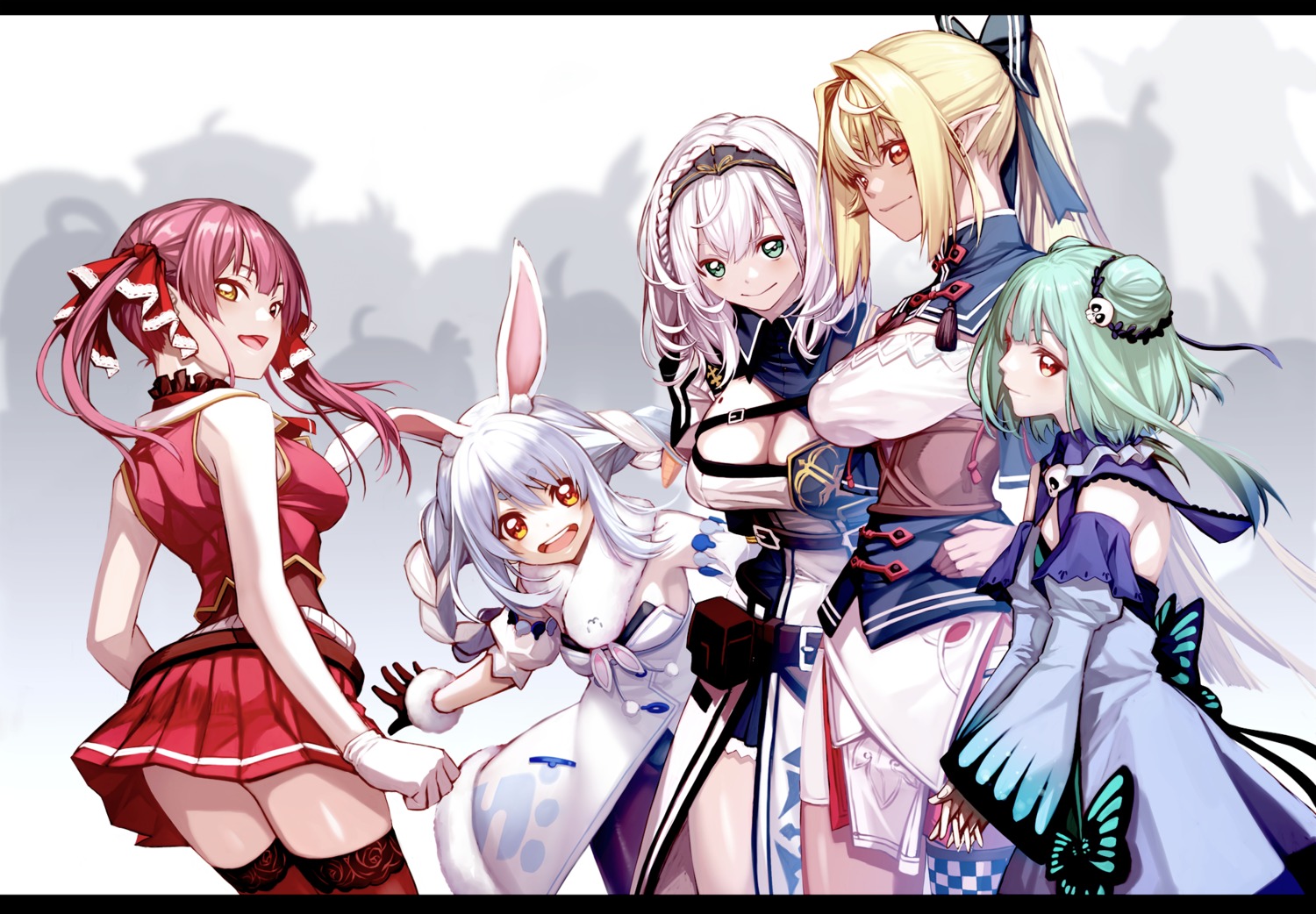 animal_ears, bunny_ears, bunny_girl, dress, elf, fenrir_(fenlil0316), heterochromia, hololive