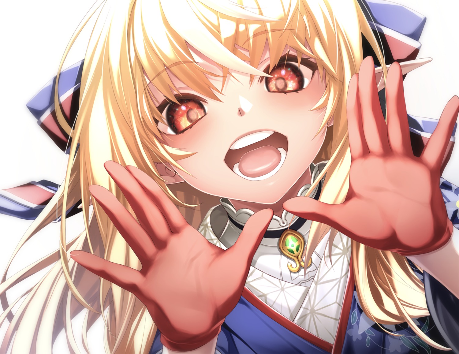 elf, fenrir_(fenlil0316), hololive, japanese_clothes, pointy_ears, shiranui_flare