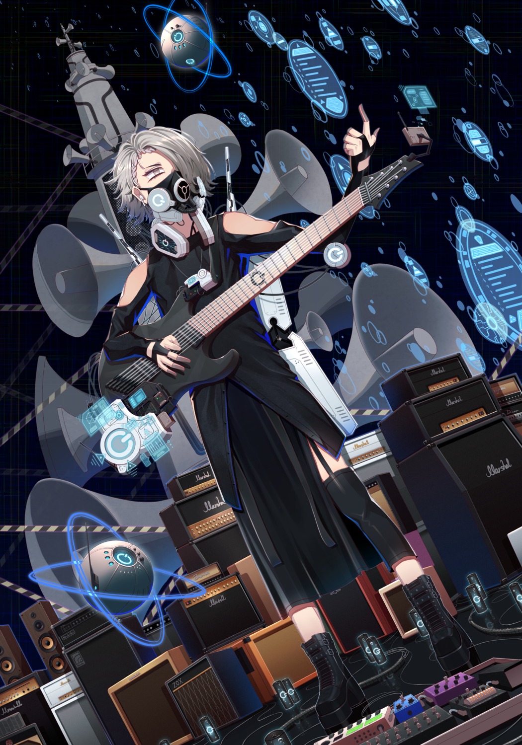 guitar, guitaro_(yabasaki_taro), male, zone_(drink)