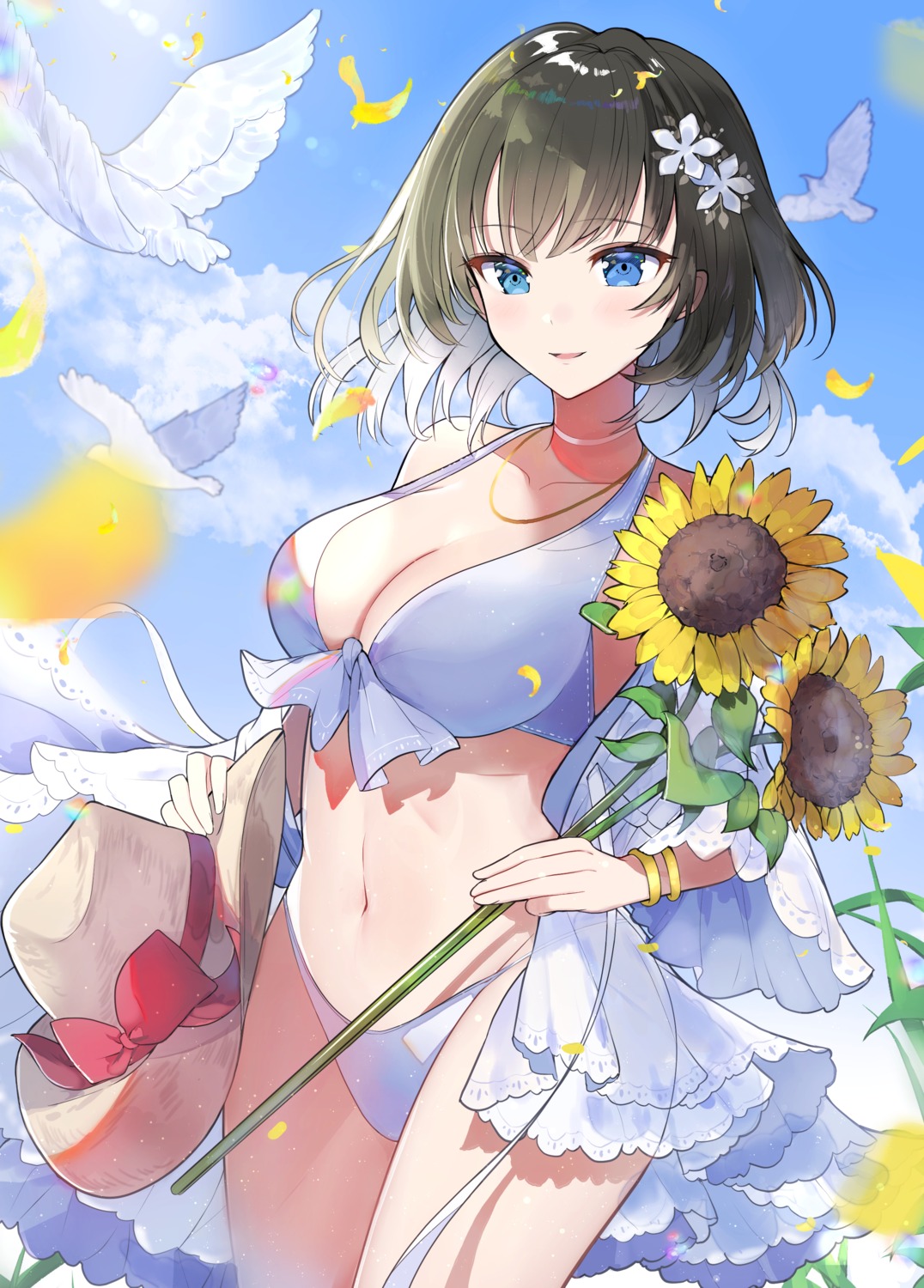 bikini, cleavage, kyou_hotaru, open_shirt, swimsuits, takagaki_kaede, the_idolm@ster, the_idolm@ster_cinderella_girls