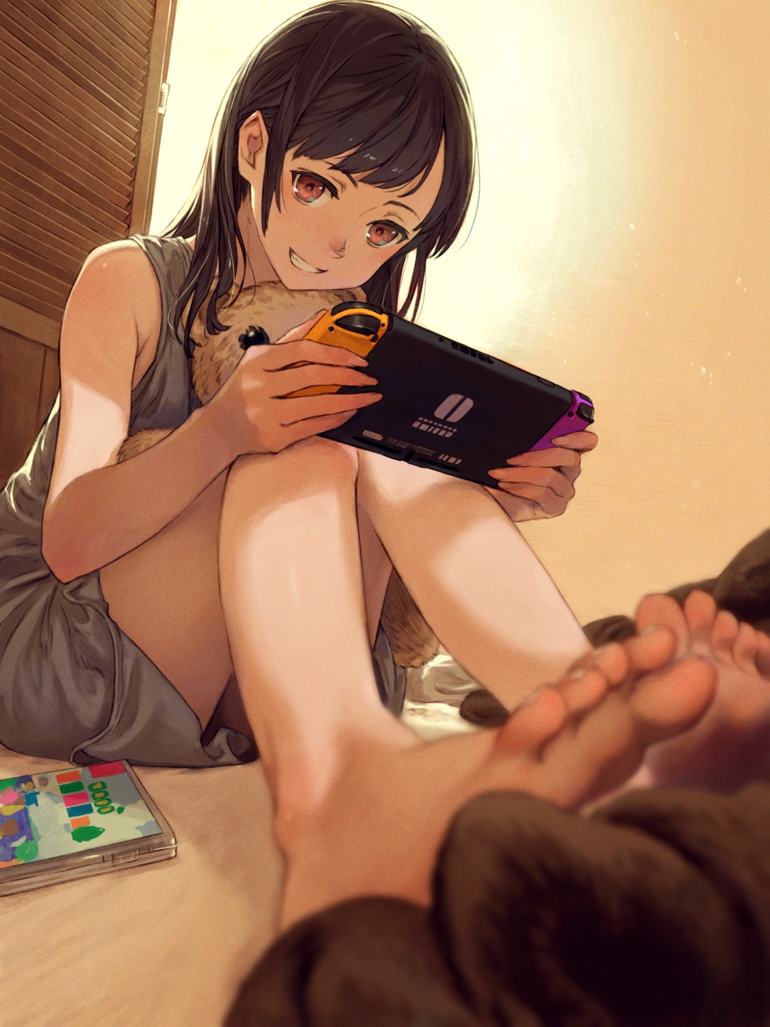 dress, feet, kusano_shinta, skirt_lift