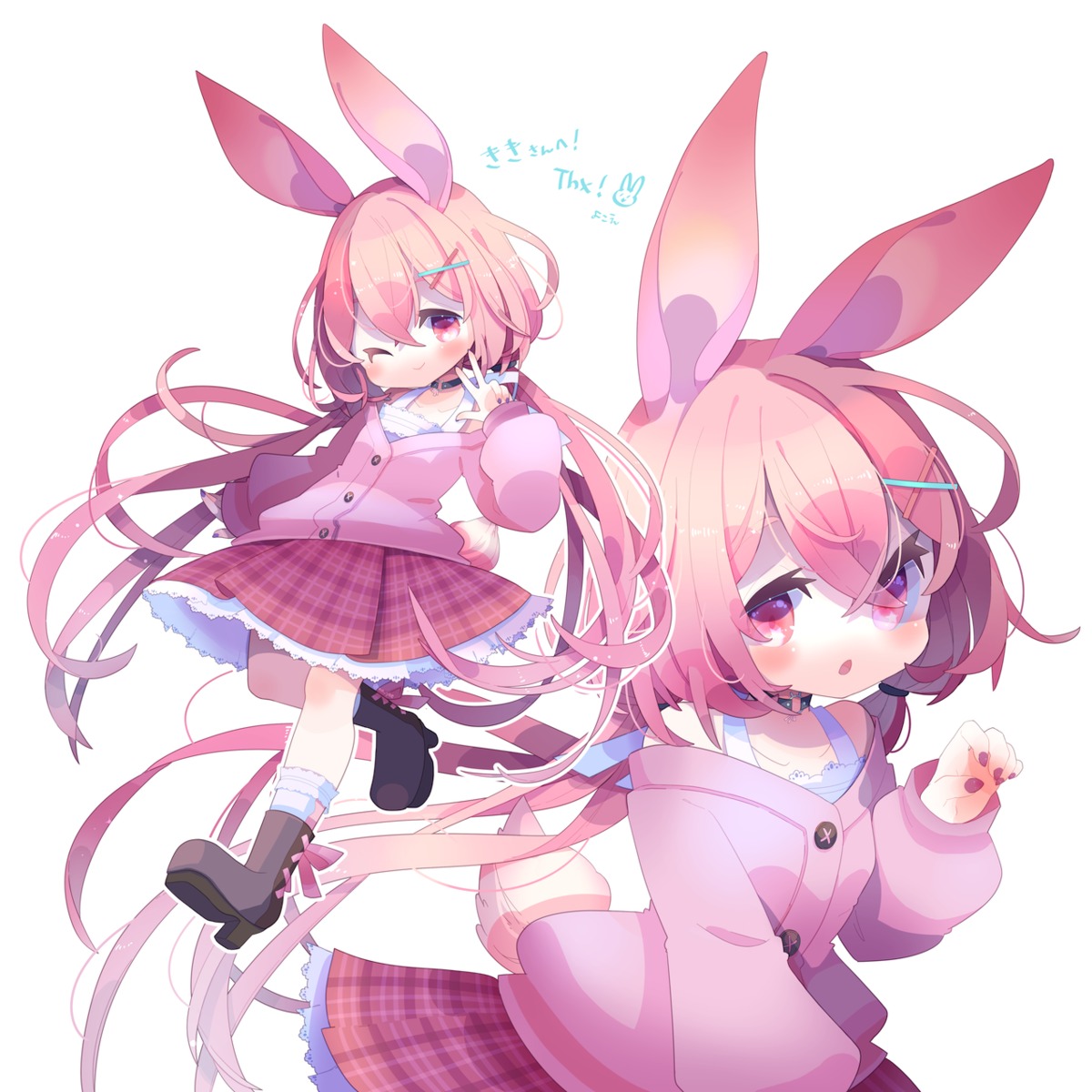 animal_ears, bunny_ears, heels, sweater, tail, yokoe_(mealtime)