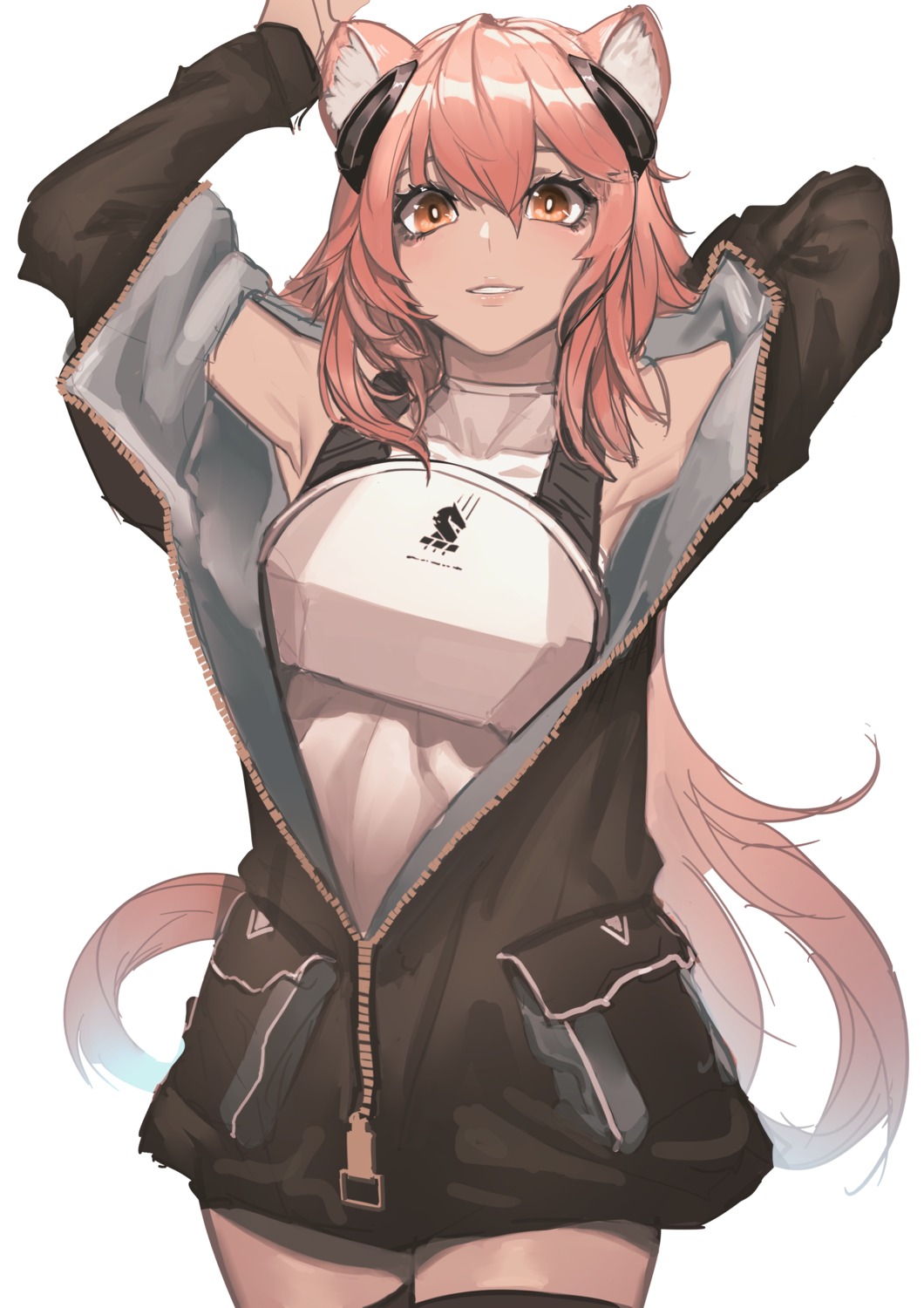 animal_ears, arknights, armor, fixro2n, gravel_(arknights), thighhighs