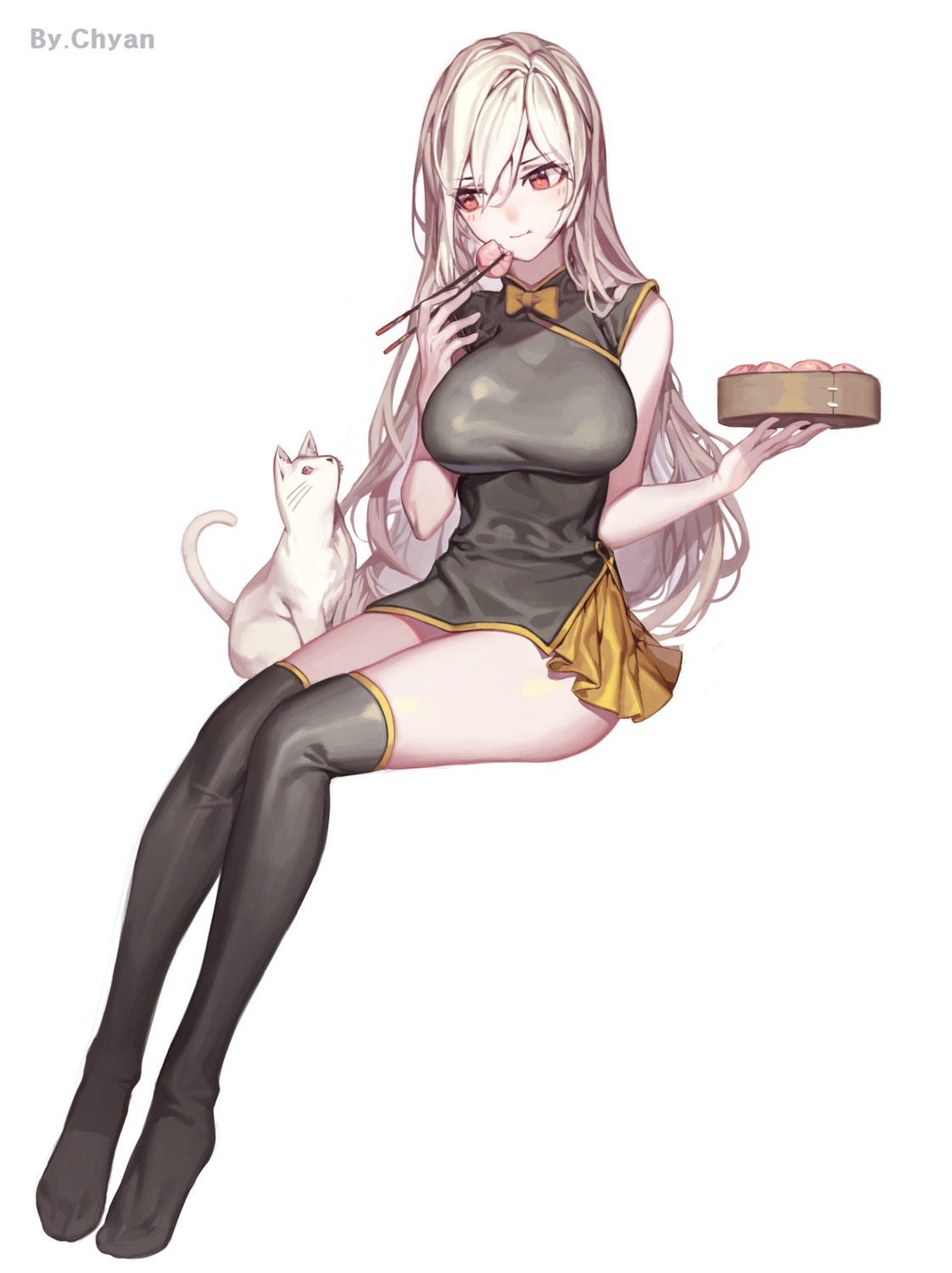 chinadress, chyan, neko, thighhighs