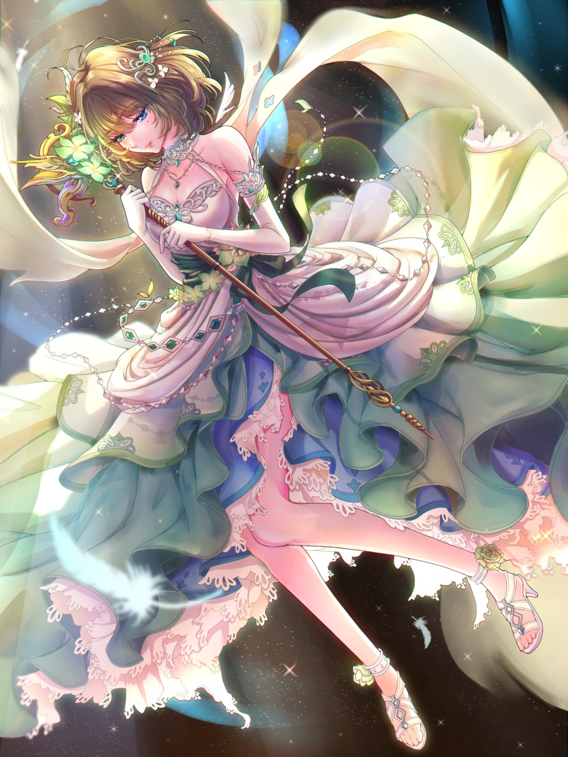 cleavage, dress, heels, heterochromia, nyome991, takagaki_kaede, the_idolm@ster, the_idolm@ster_cinderella_girls