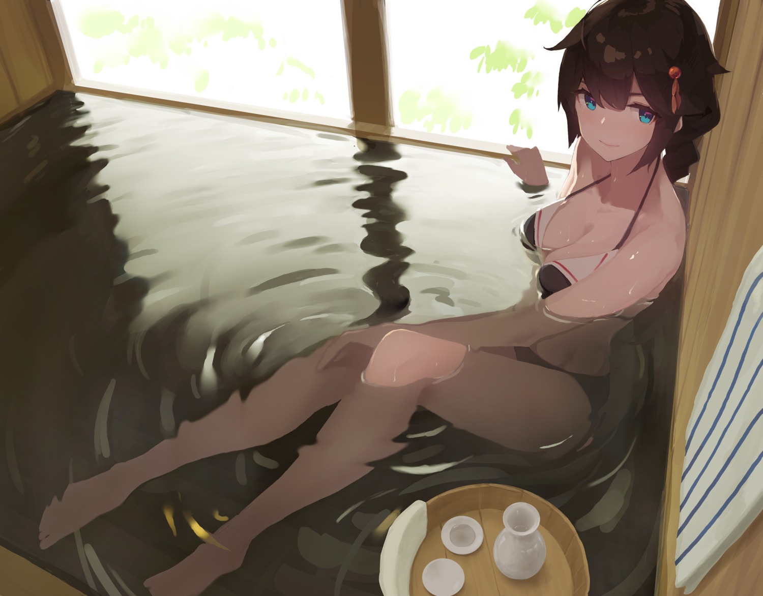 bathing, bikini, fikusipu, kantai_collection, shigure_(kancolle), swimsuits, wet