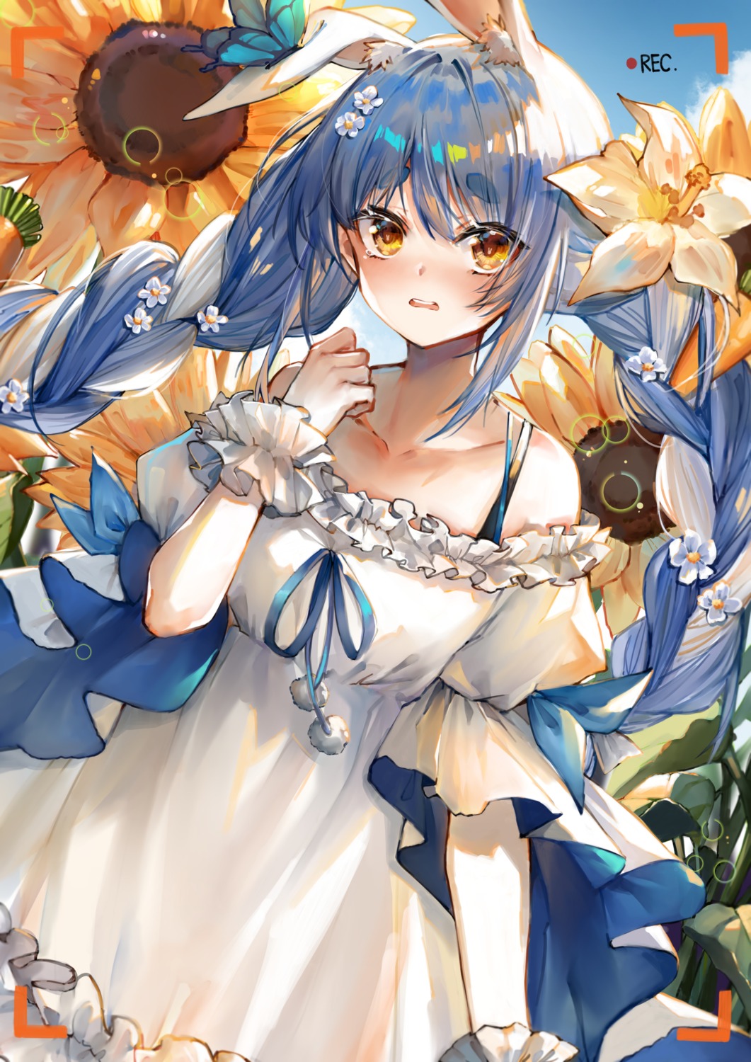 animal_ears, bunny_ears, dress, hololive, ryuuji_teitoku, summer_dress, usada_pekora