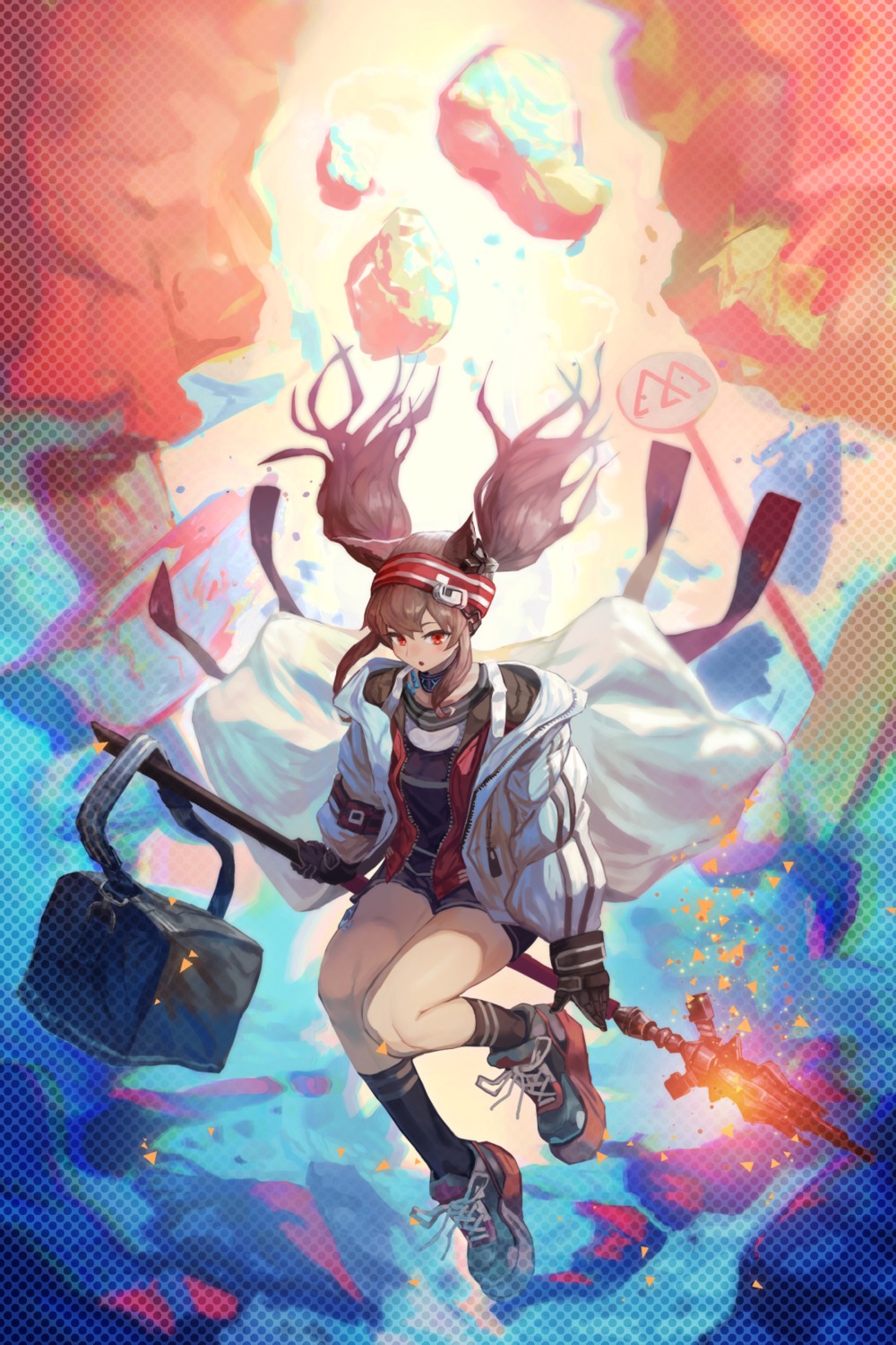 angelina_(arknights), animal_ears, arknights, mannouyakunta, weapon